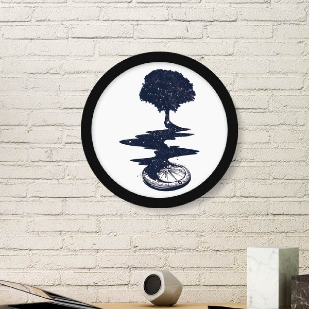 Cadre photo arbre d'art noir boussole élégante pour une décoration murale nature chic