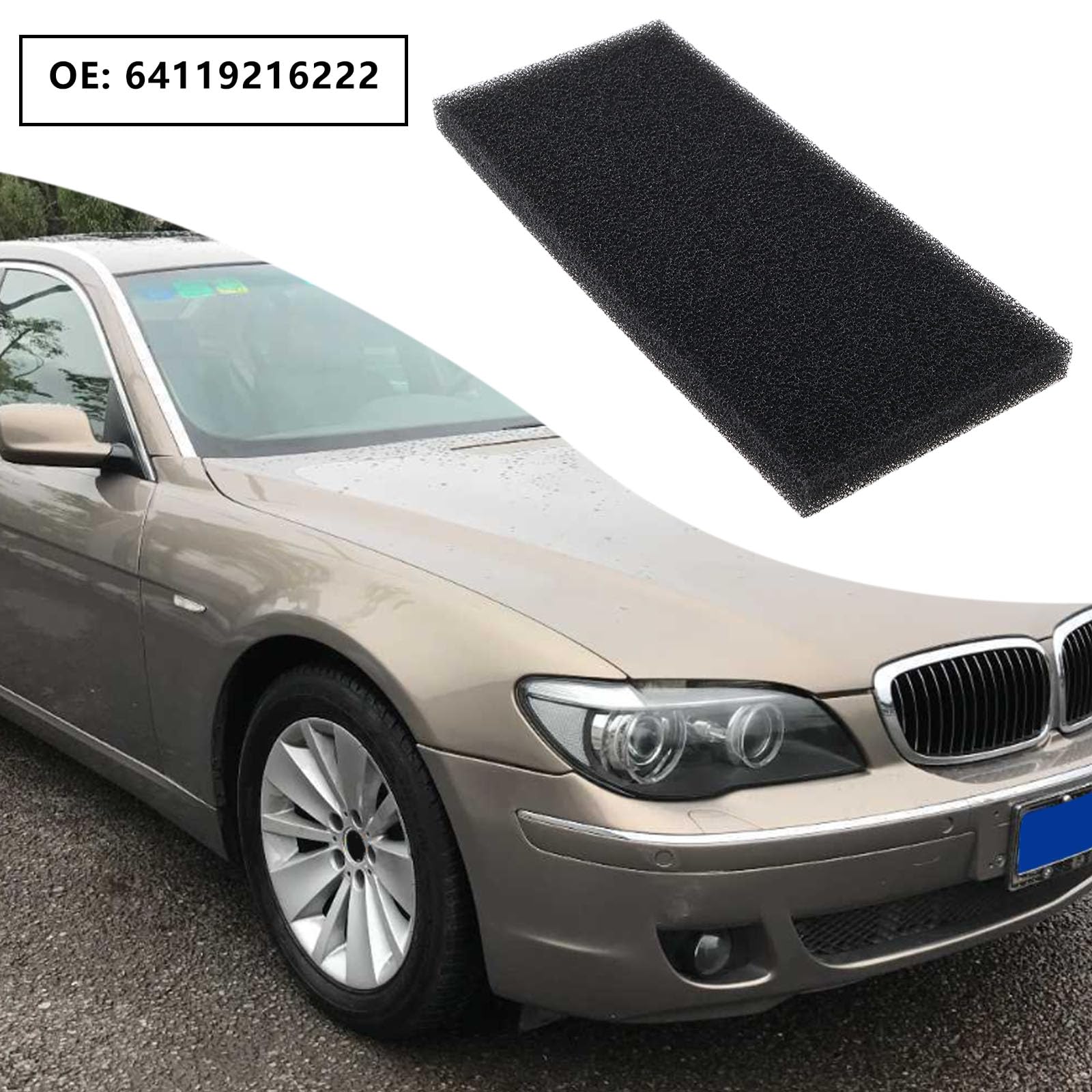2 szt. Filtr gąbkowy do dmuchawy samochodowej 64119216222 kompatybilny z BMW F01 F02 F04 F07 GT F10 F11 M5