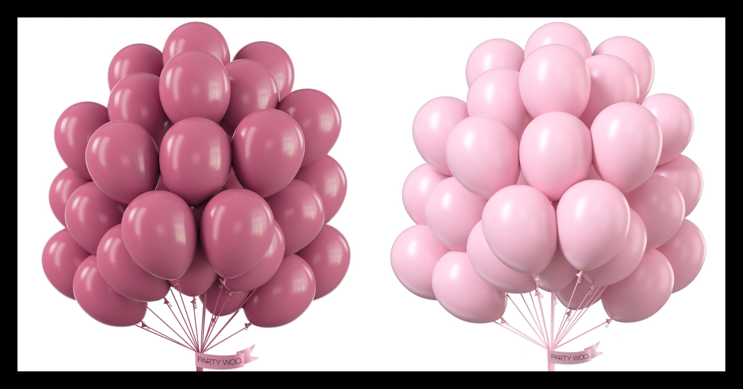 PartyWoo Opera Mauve Balloons 50 pcs and PartyWoo Pastel Pink Balloons 50 pcs