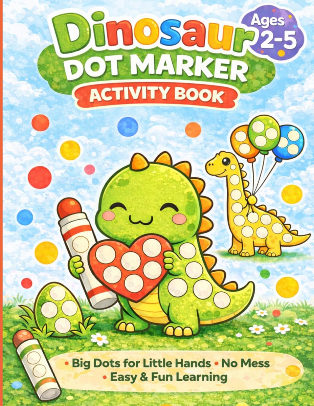 Dinosaur Dot Marker Activity Book for Toddlers Ages 2-5: Fun Dab & Dot Coloring Book with Cute Dinosaurs | Easy Do A Dot Pages for Preschool Kids | Mess-Free Learning Activity for Boys & Girls