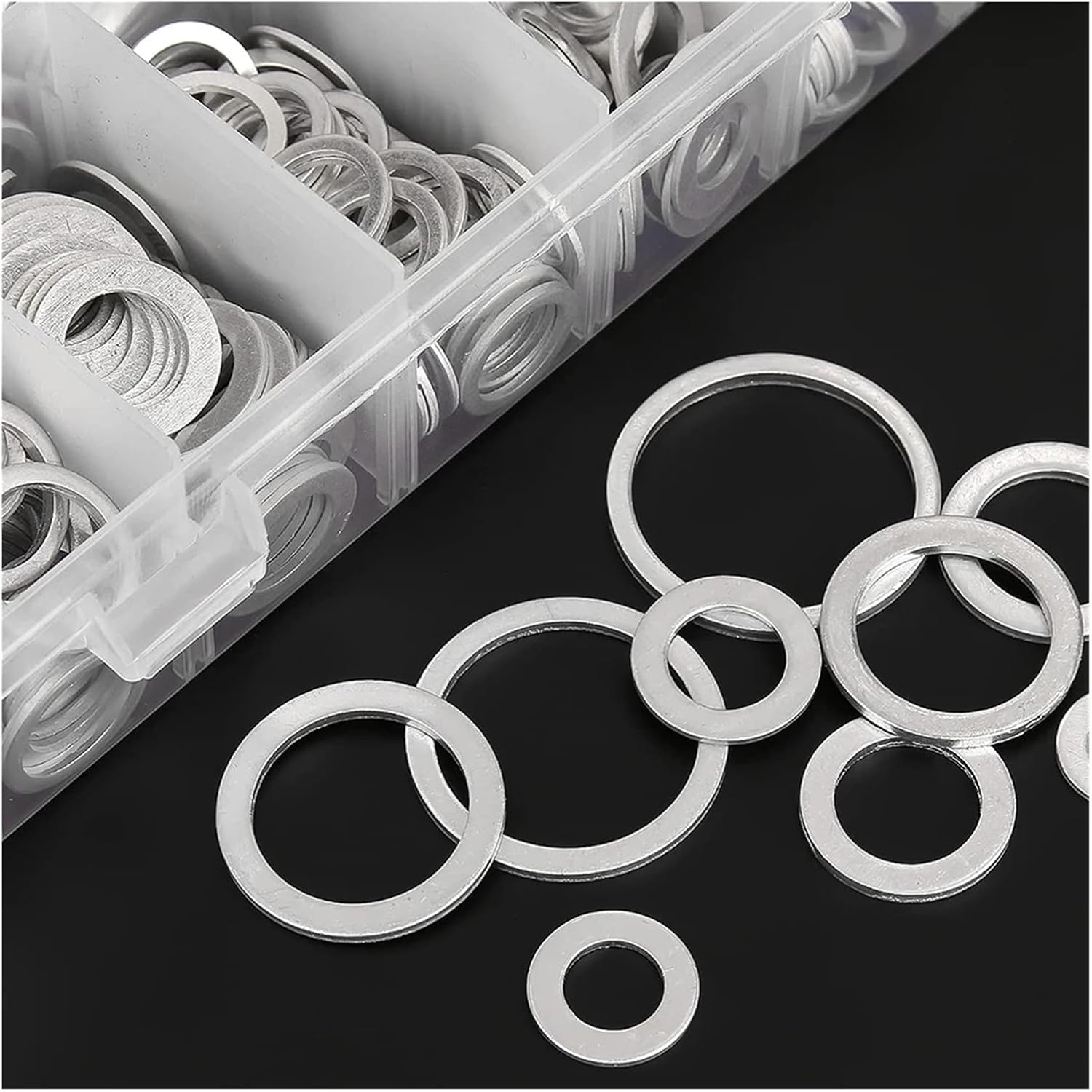 560 Pieces of 18 Size Automotive Oil Drain Plug Gasket, Oil Proof Washer, Aluminum Flat Washer Combination kit (M6-M24)