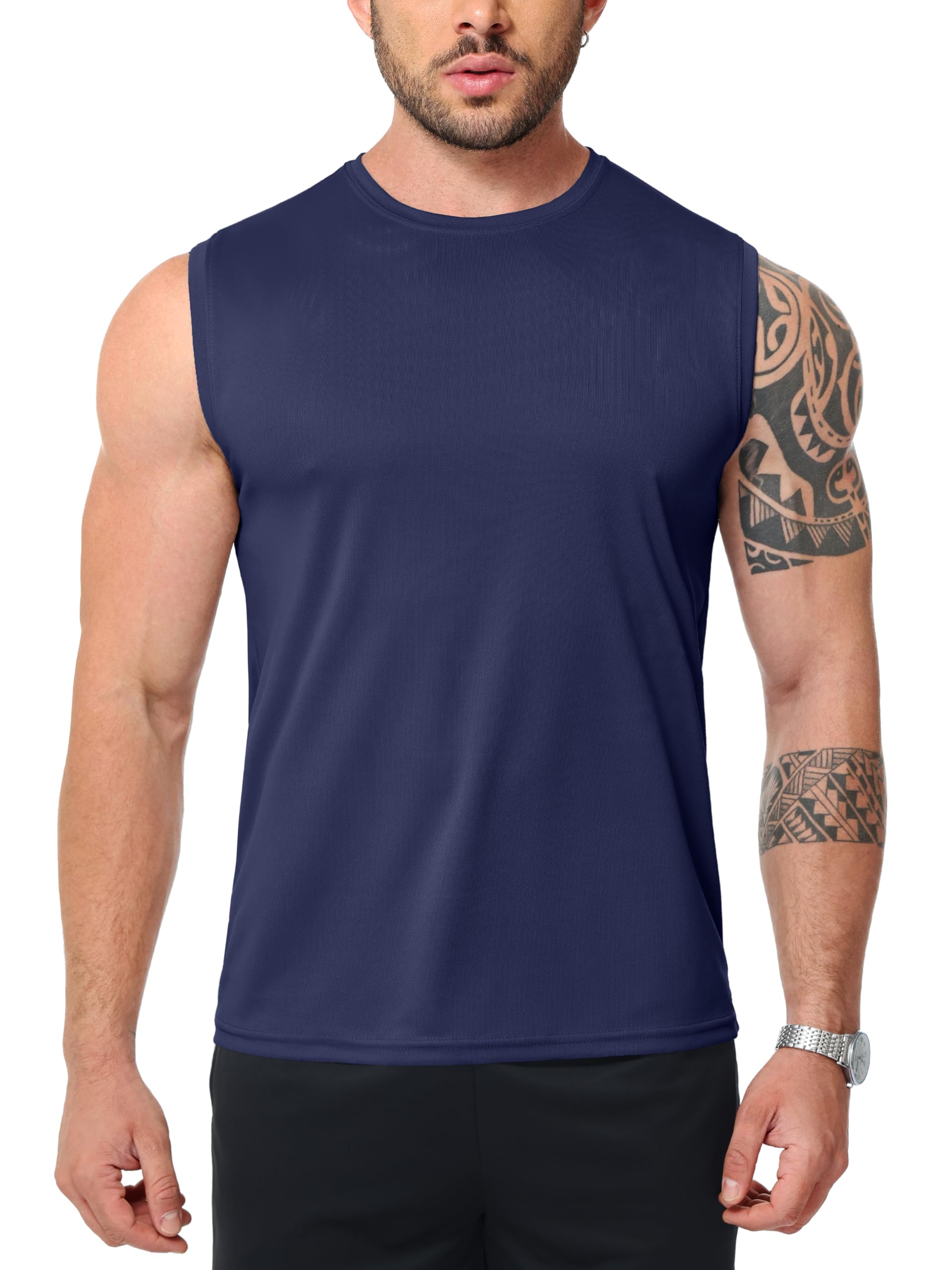 Lot de 3 débardeurs sans manches pour homme - Séchage rapide - Respirant - Fonction fitness - Gym - Course - T-shirt sans manches pour homme