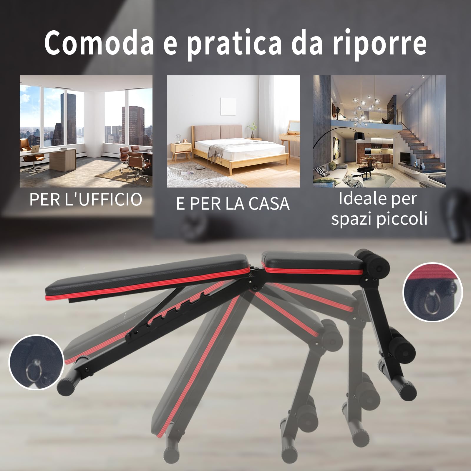 ISE Panca Multifunzione Palestra Casa, Panca Regolabile Panca Pesi Pieghevole Inclinata Fitness per Addominali Allenamento a Casa