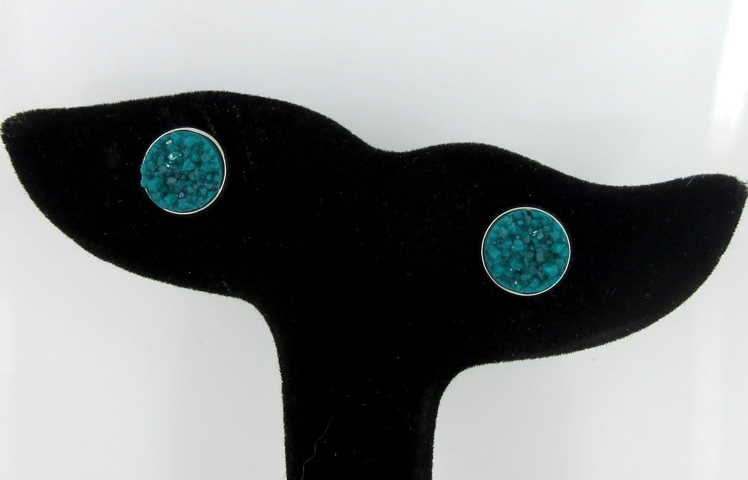 Silver-tone Faux Druzy Stone Stud Earrings 10mm - Image 4