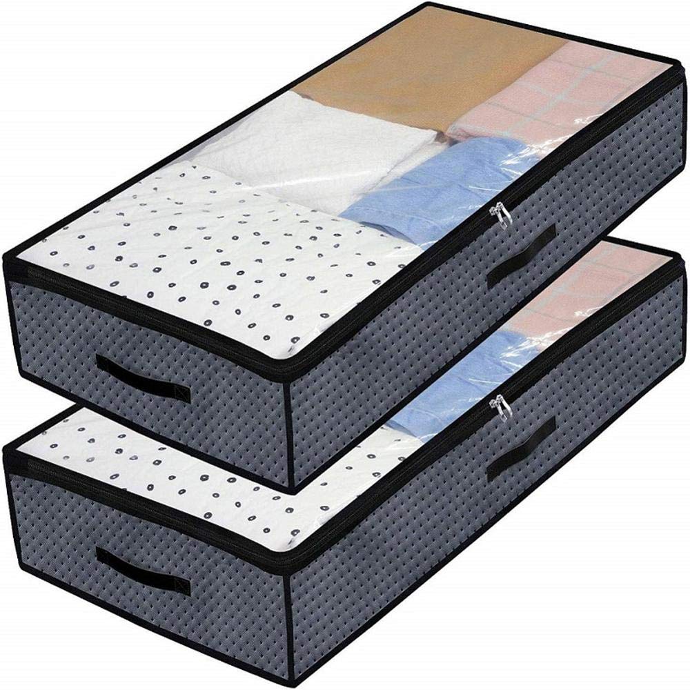 YWMEAC 2 Pack Large Storage Boxes Thick Breathable Underbed Clothes Zippered Organizer/D/100X50X18Cm