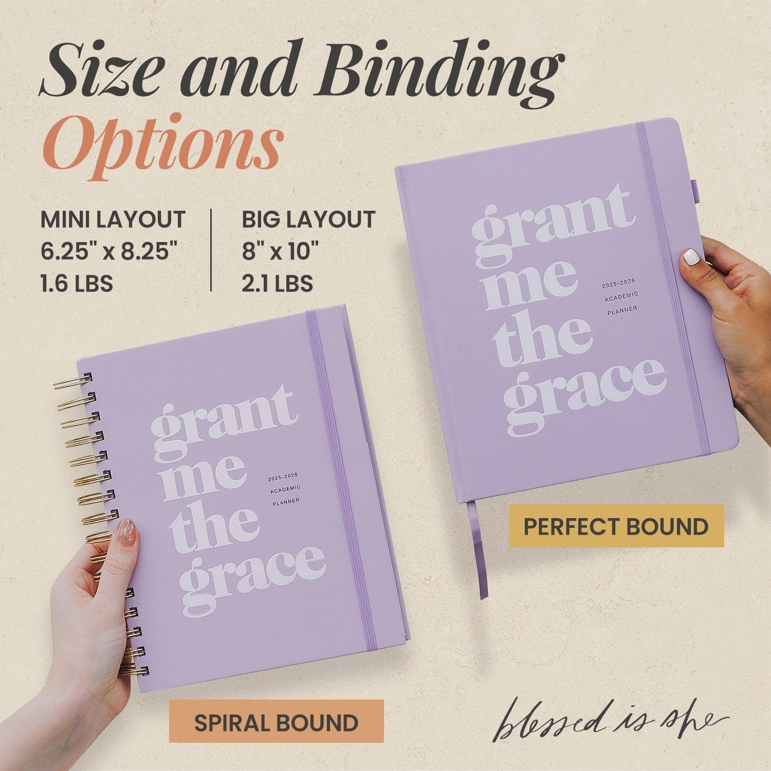 Blessed is She Academic Catholic Planner 2025-2026 July - 6.25x8.25" Purple Mini Bound Christian Student Planner, Goal Planners 2025 for Women, Yearly Notebook for Plans, Goal Setting Notebooks 2025
