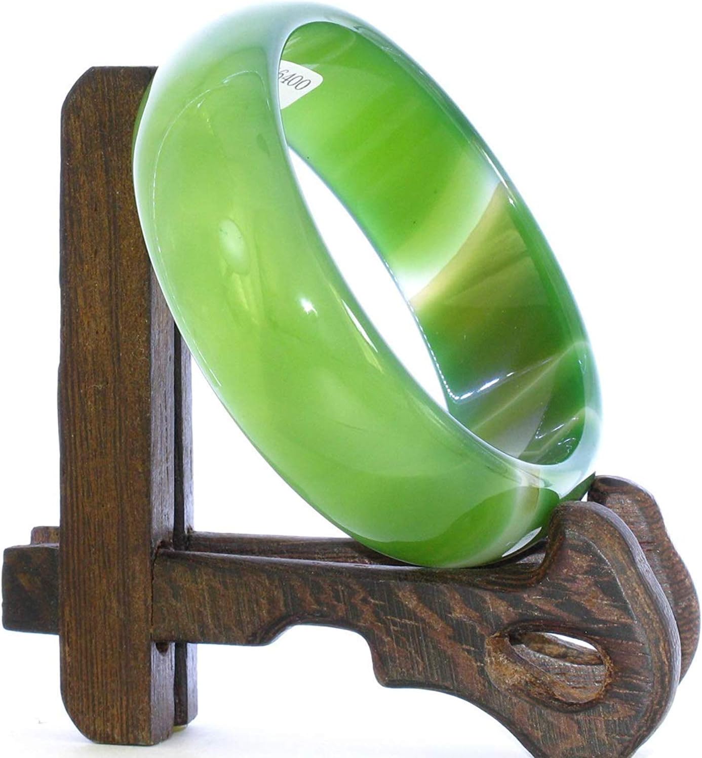 2.3" China Certified Nature Green Chalcedony Jade Women's Bangle Bracelets 6400
