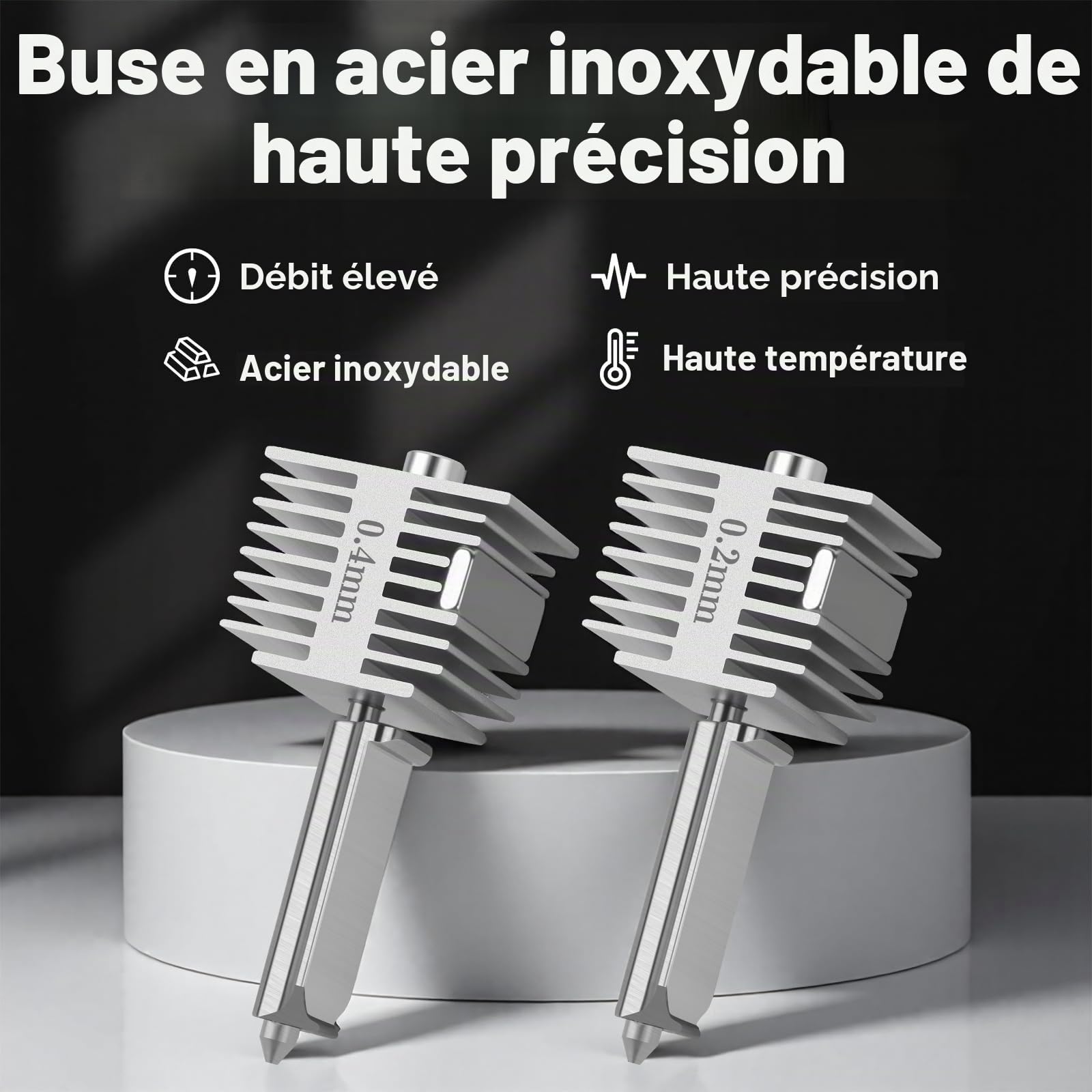 Upgrade A1/A1 Mini Quick-Swap Hotend 2Pcs 0.2mm+0.4mm Buse en Acier Inoxydable Structure Intégrée Fast Speed&High Temp avec Couvercle en Silicone Compatible with Bambu Lab A1/A1 Mini Imprimantes 3D