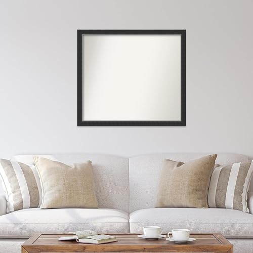 Miniatura 7 de Amanti Art Espejo de pared personalizado no biselado (27 x 33 pulgadas), marco estrecho negro Corvino - varios tamaños personalizados - Espejo de