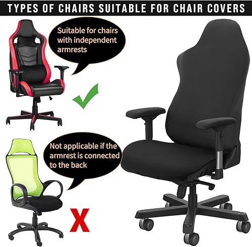 Miniatura 7 de Tatuo Fundas para sillas de juegos con funda para reposabrazos, fundas elásticas de poliéster para sillas de juegos de computadora (negro)