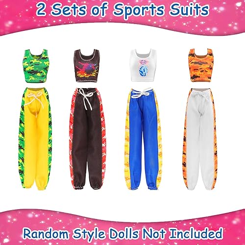 Miniatura 3 de 16 piezas de ropa y accesorios para muñecas, incluyendo varios estilos deportivos, camisetas, pantalones, sombrero de sol, bolsillo, scooter, gafas