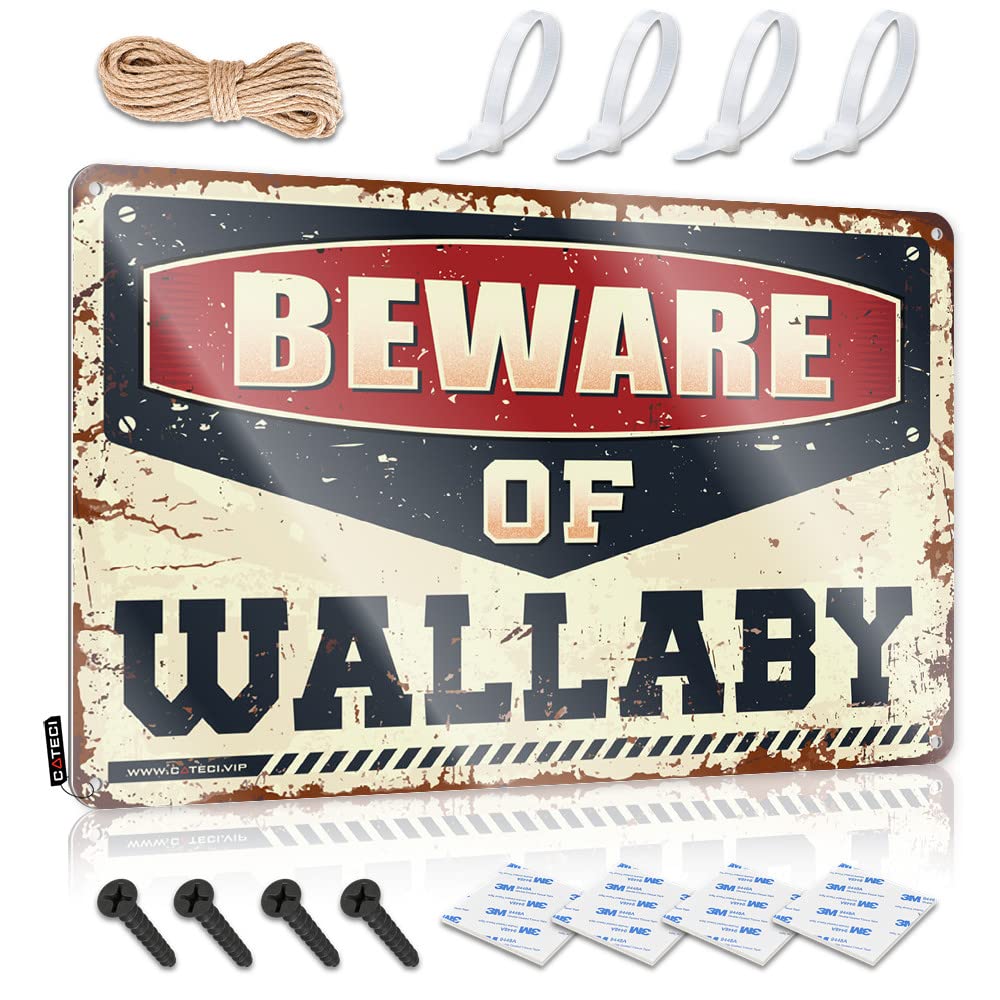 Vintage Bar Decor Nice Funny Wall Art - Beware Of Wallaby Amazing Metal Wall Art Ready To Hang For Street(30X40CM)