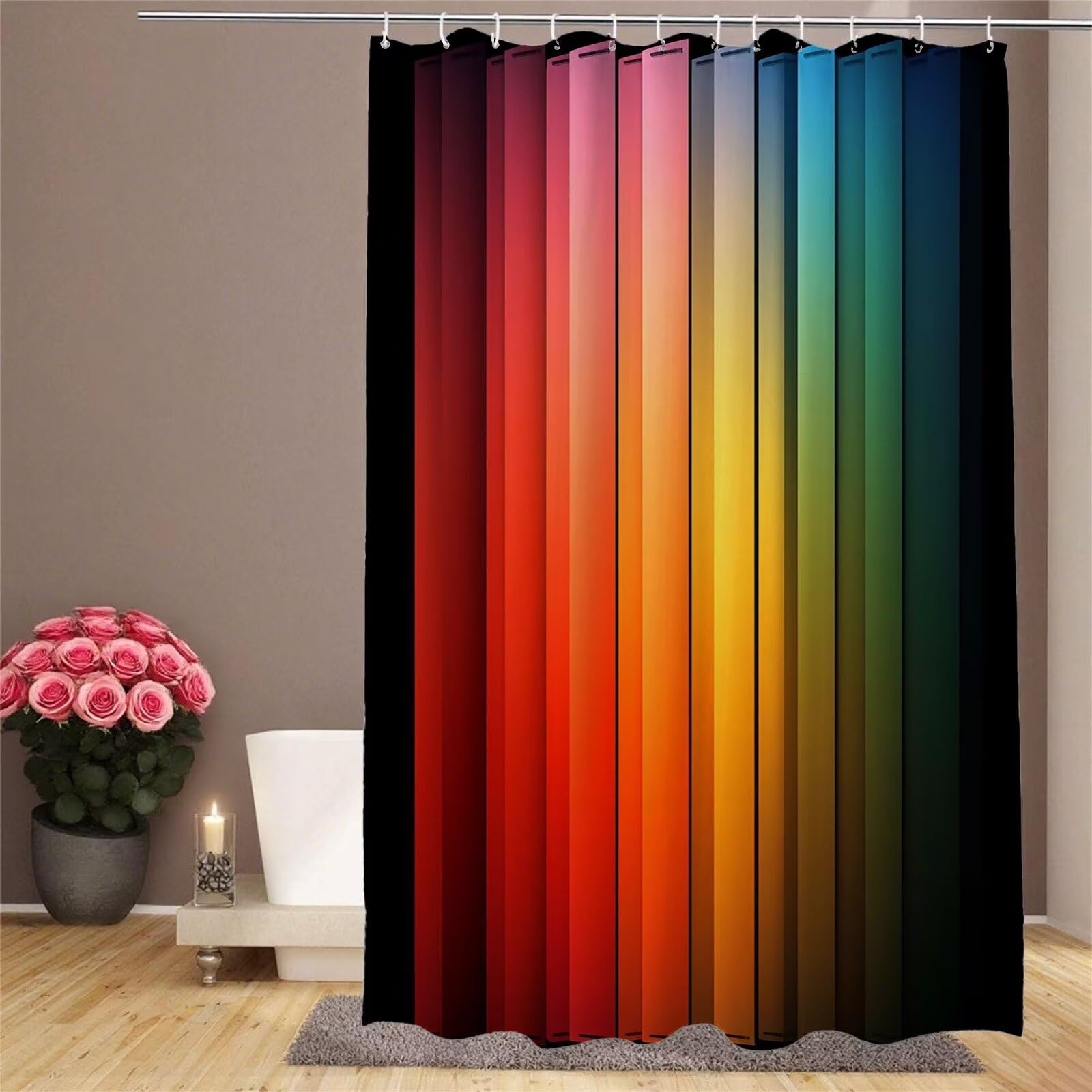 Rideau douche 90x180cm résistant et facile à installer avec ses crochets