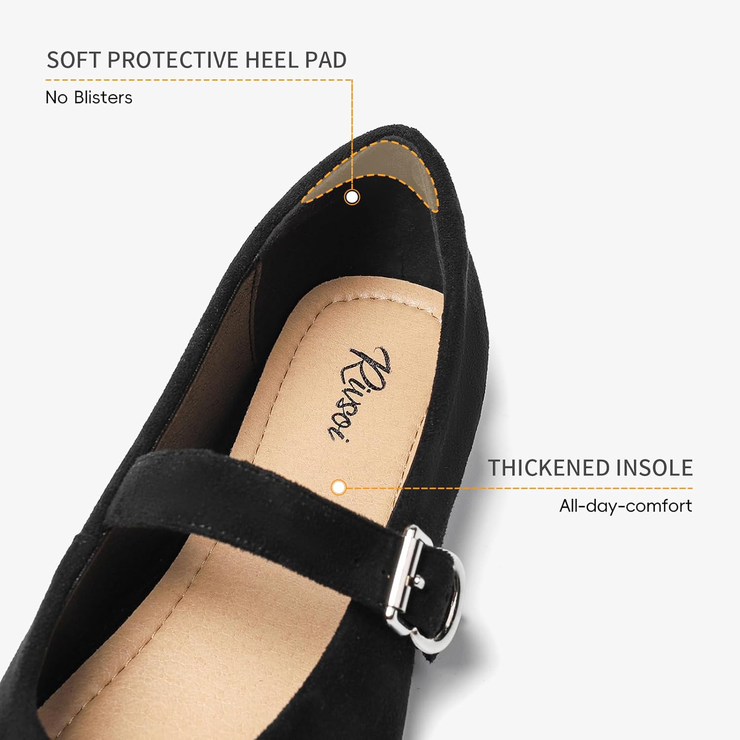 Womens Mary Jane Flats, Comfortable Women’s Flats, Round Toe Ballet Flat with Adjustable Strap for Dressy Office Wear Size 10 Black - Image 4