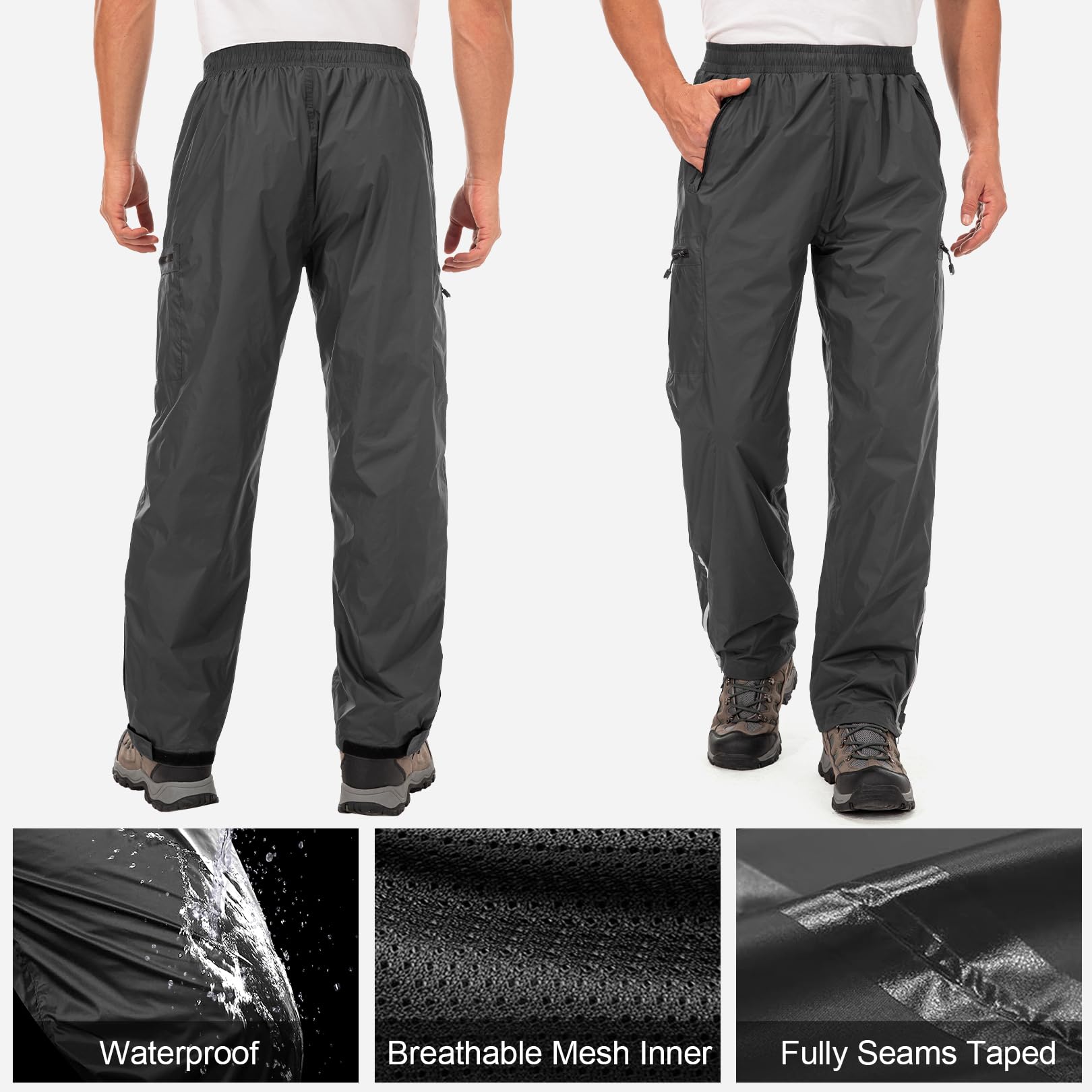 Pantalones de lluvia para hombre, impermeables, resistentes al viento, para senderismo, pesca, golf, motocicleta, ciclismo