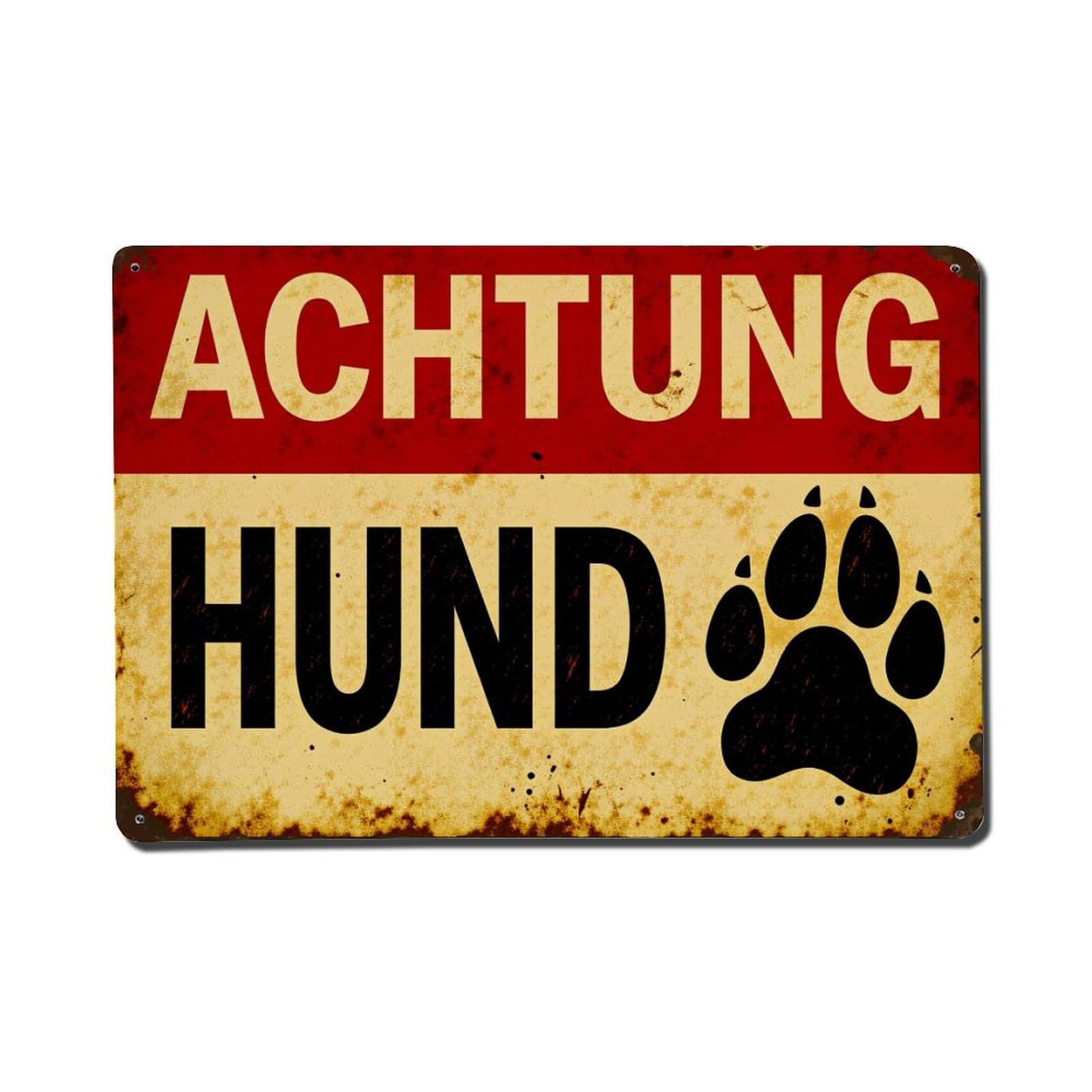 Caution Dog Paw Print Sign_2 Metal Tin Sign Plaque