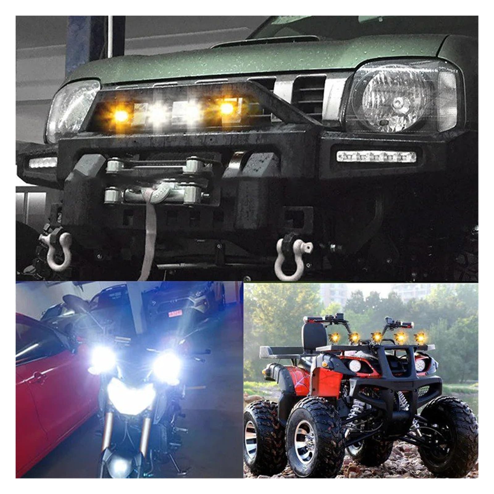Faros Para Niebla Moto Luz De Cabeza Blanca Y Amarilla Para Moto Foco LED 12V Lámpara Antiniebla 24V Luces Trabajo Auxiliares Delanteras ATV UTV(2pcs A Bracket)