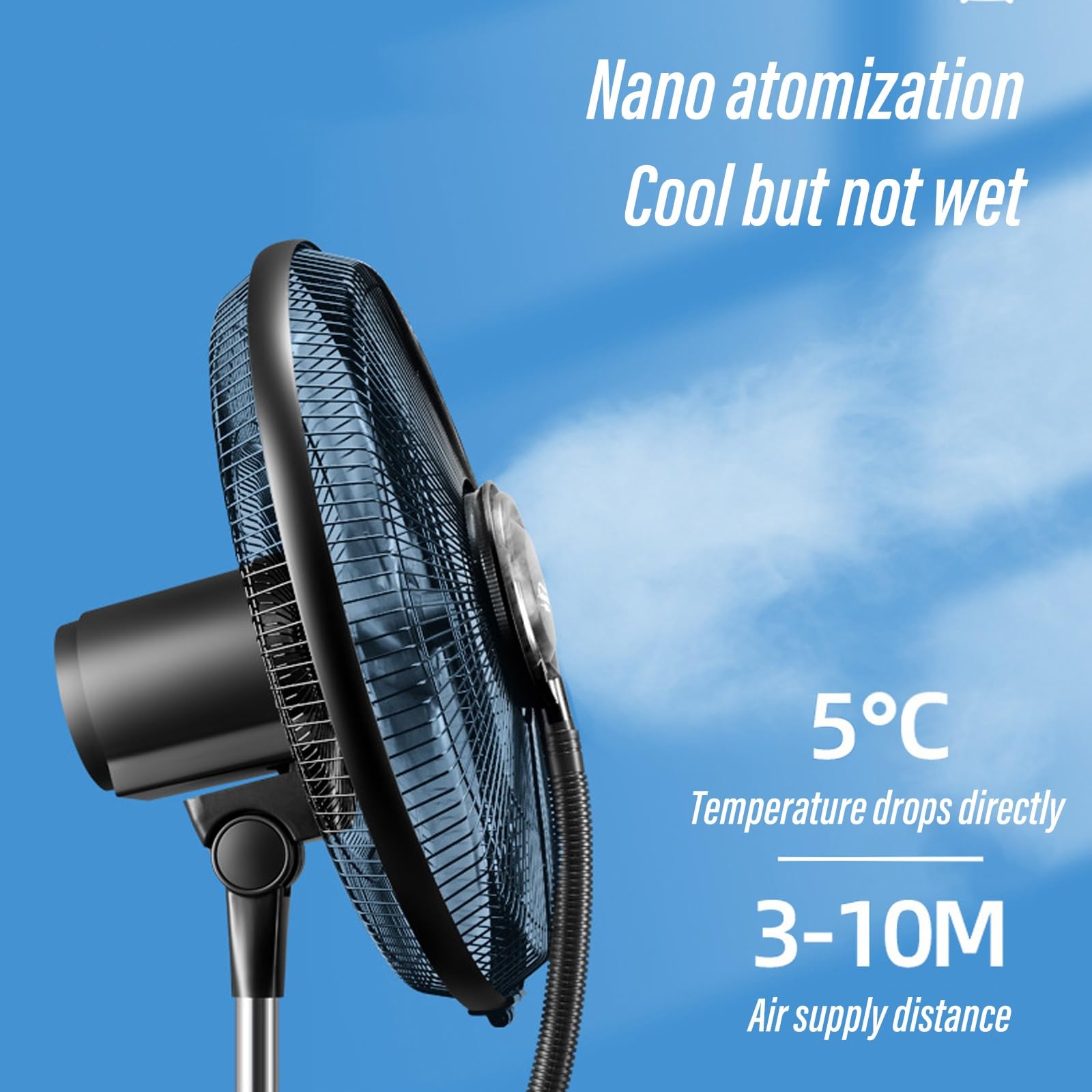 Nebulizador Terraza Ventilador de Pie con Agua 4L Refresca y Humidifica con Control Remoto Vaporizador 3 Velocidades de Viento for Patio, Restaurante Exterior