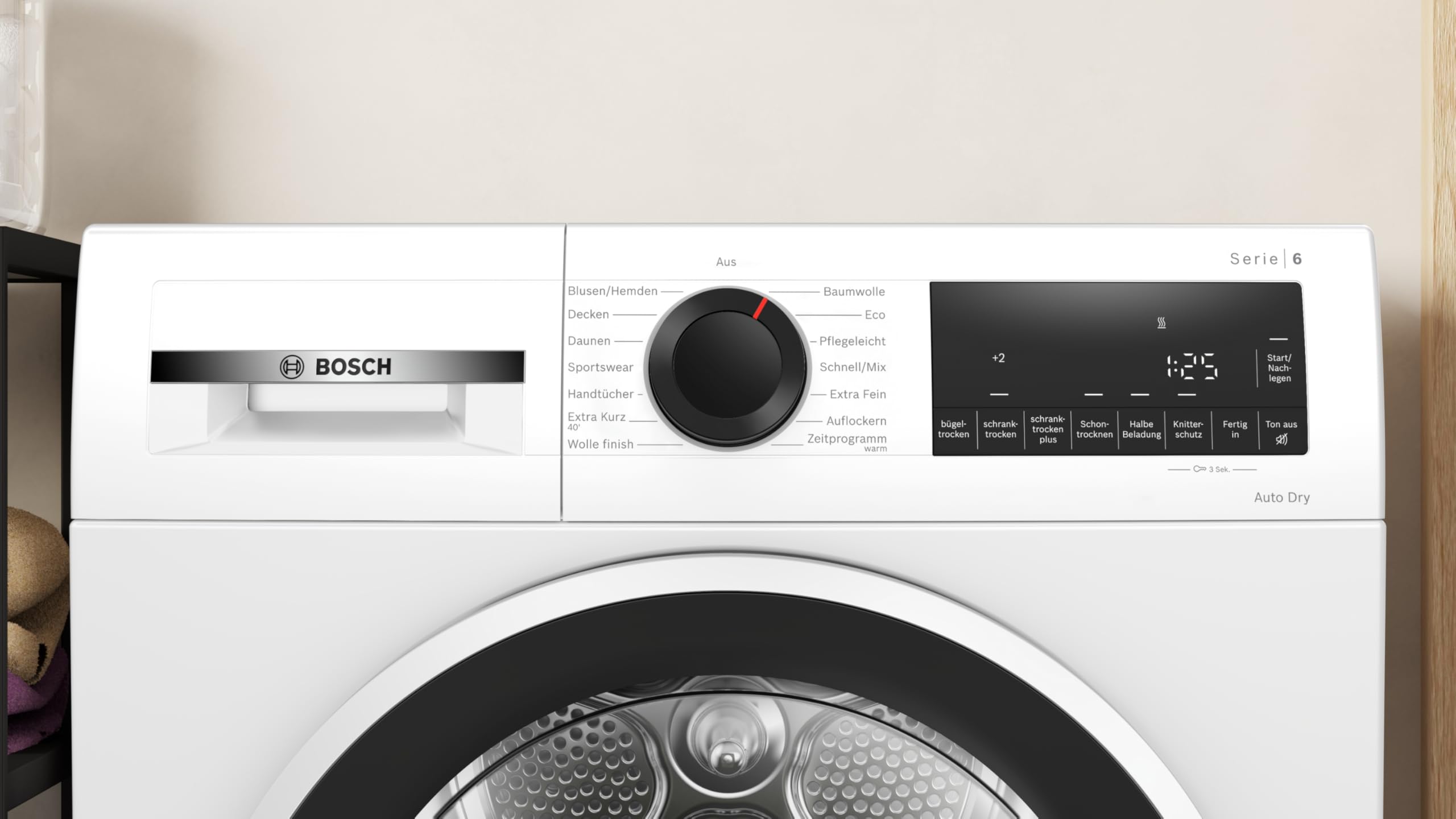 Bosch Secador de bomba de calor WQG241001, serie 6, 9 kg, Autodry, secado rápido 40, función de reposición, sistema de secado sensible, media carga, diseño antivibración, 63 dB, control táctil