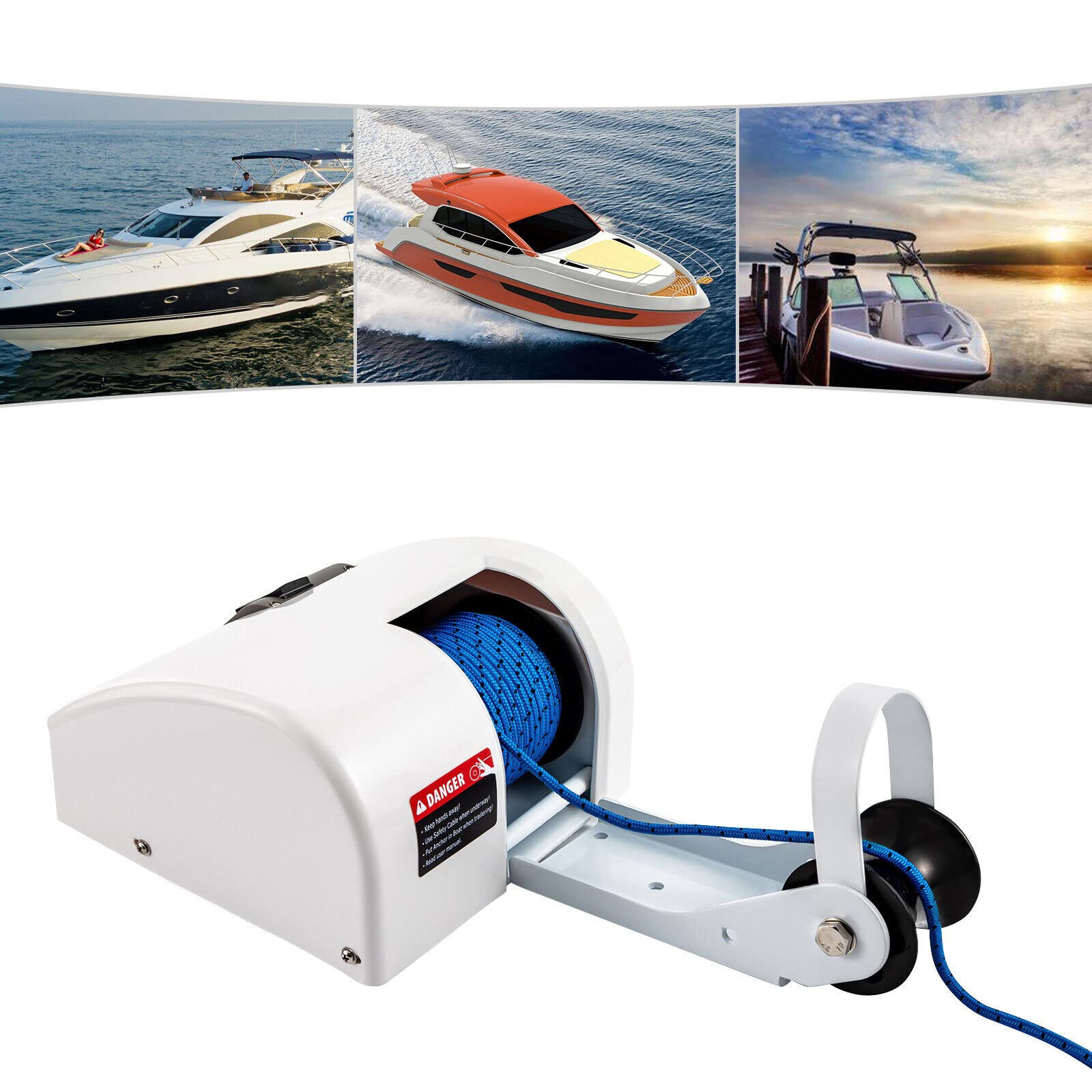 Elektrische Ankerwinde 12V 30M Elektrische Seilwinde für Boote mit drahtloser Fernbedienung Marine Ankerwinde, Süßwasser Salzwasser Bootswinde für Anker bis 20KG