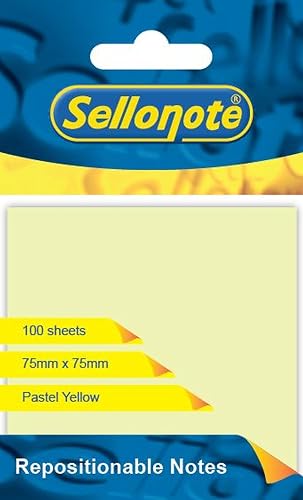 SN17501 Repositionable Notes, Pastel Yellow Lines, 75x75mm, 1x100 Sheets Each
