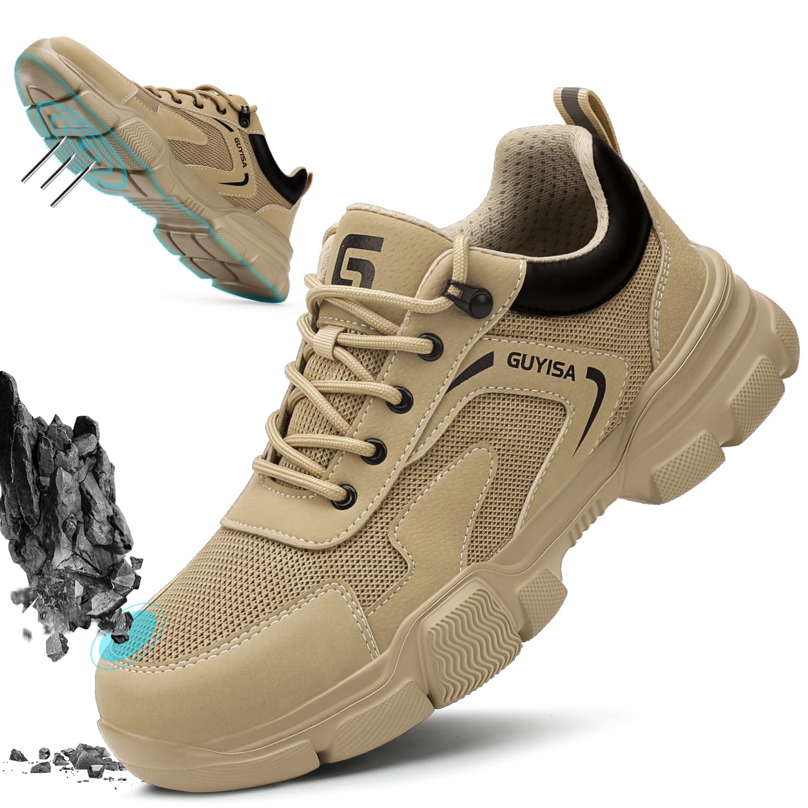 Gsutenmre Steel Toe Shoes for Men Lightweight Puncture Resistant Safety Footwear Work Shoes Men Safety Work Shoe Comfortable for Construction