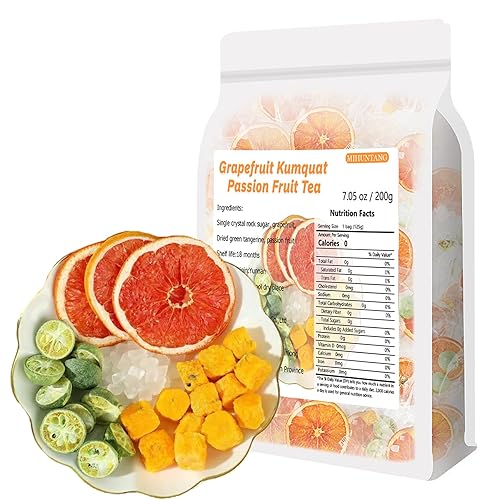 Pomelo Kumquat Té de maracuyá 7.05 oz bolsa de té fría sabor agridulce combinación de frutas hecha de té de maracuyá seco 7.05 oz