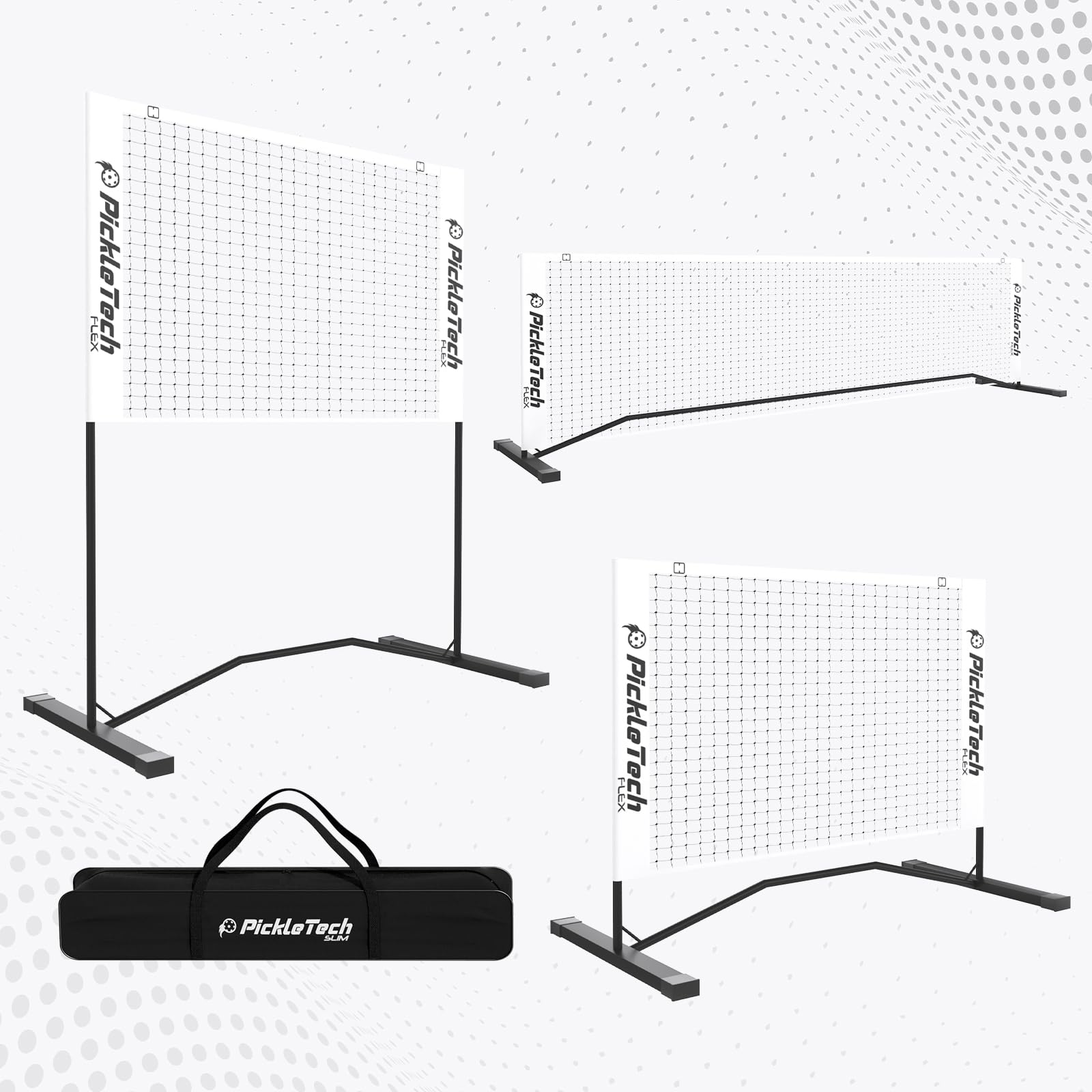 PICKLETECH Flex Version 4 ft Pickleball Small Training Rebounder Net - Expandable to 10 ft for Double Player Practice - Outdoor Game - Fully