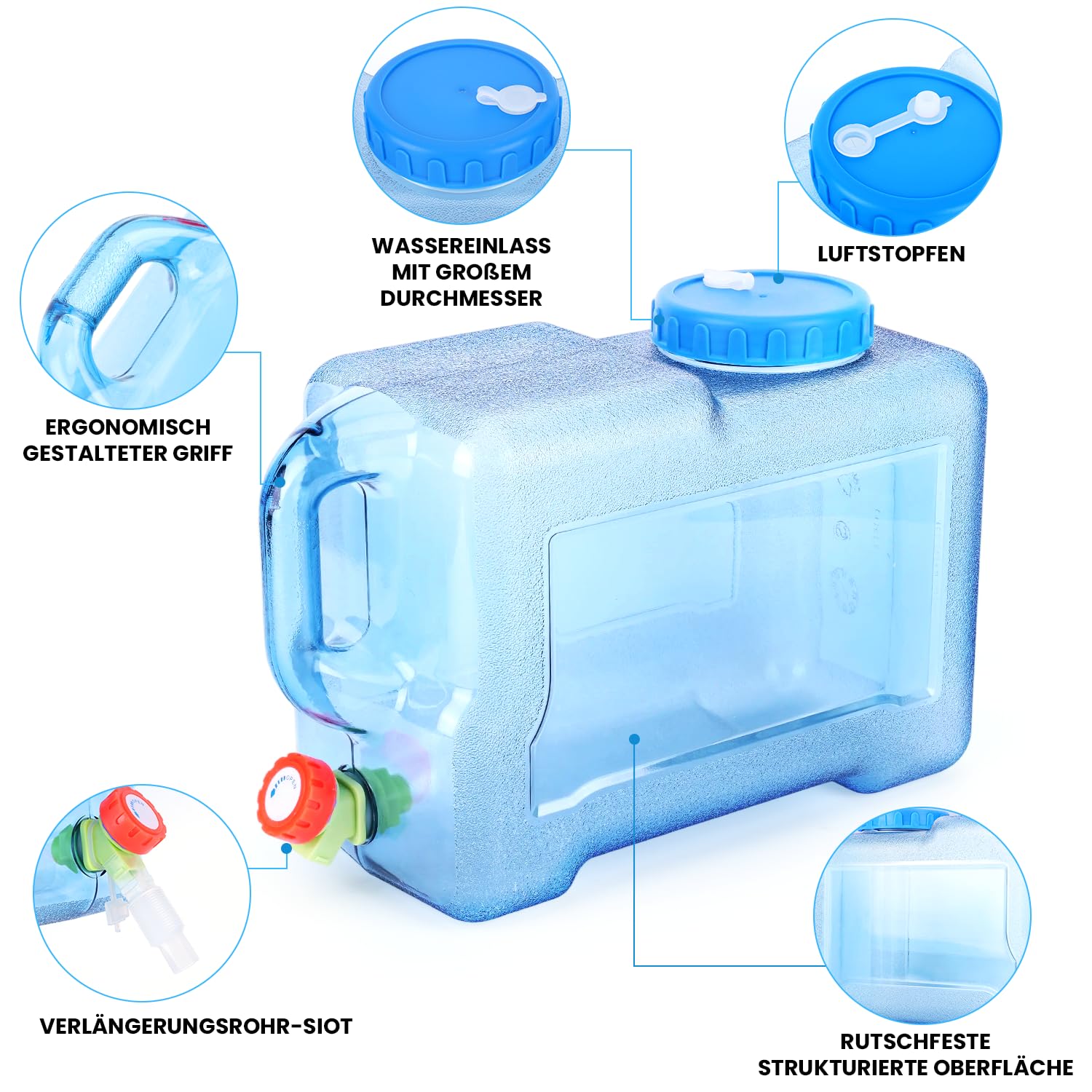 Umikk 5L ~ 22L,Tanica per acqua da campeggio, con rubinetto, contenitore per acqua potabile portatile, tanica per acqua senza BPA, per viaggi all'aperto e a casa