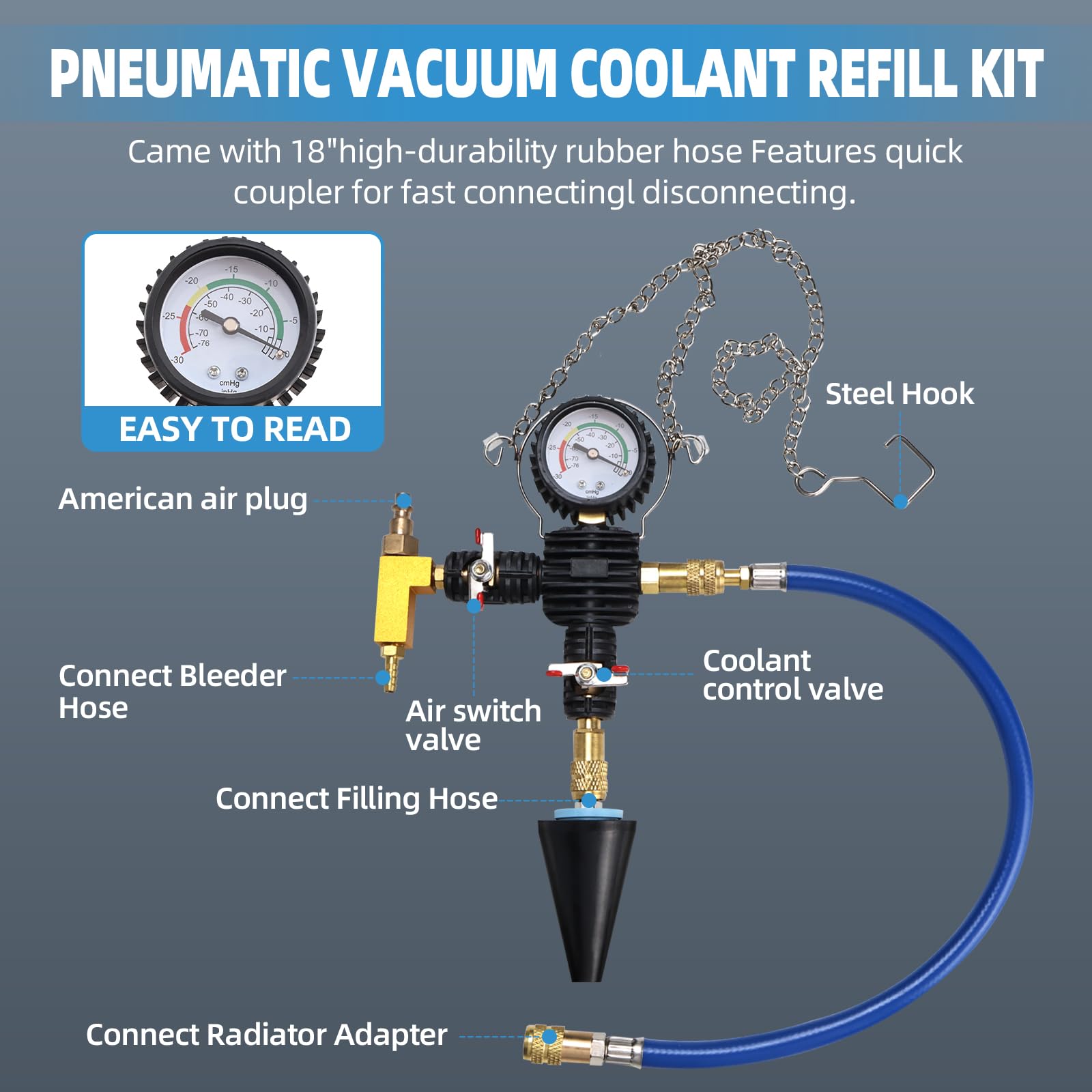 TESTER PRESSIONE RADIATORE IMPIANTO DI RAFFREDDAMENTO GEKO G02660 - Foto 5