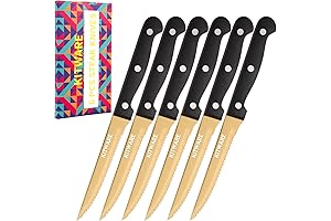 KITWARE Gold Steak Knives Set of 6 pcs