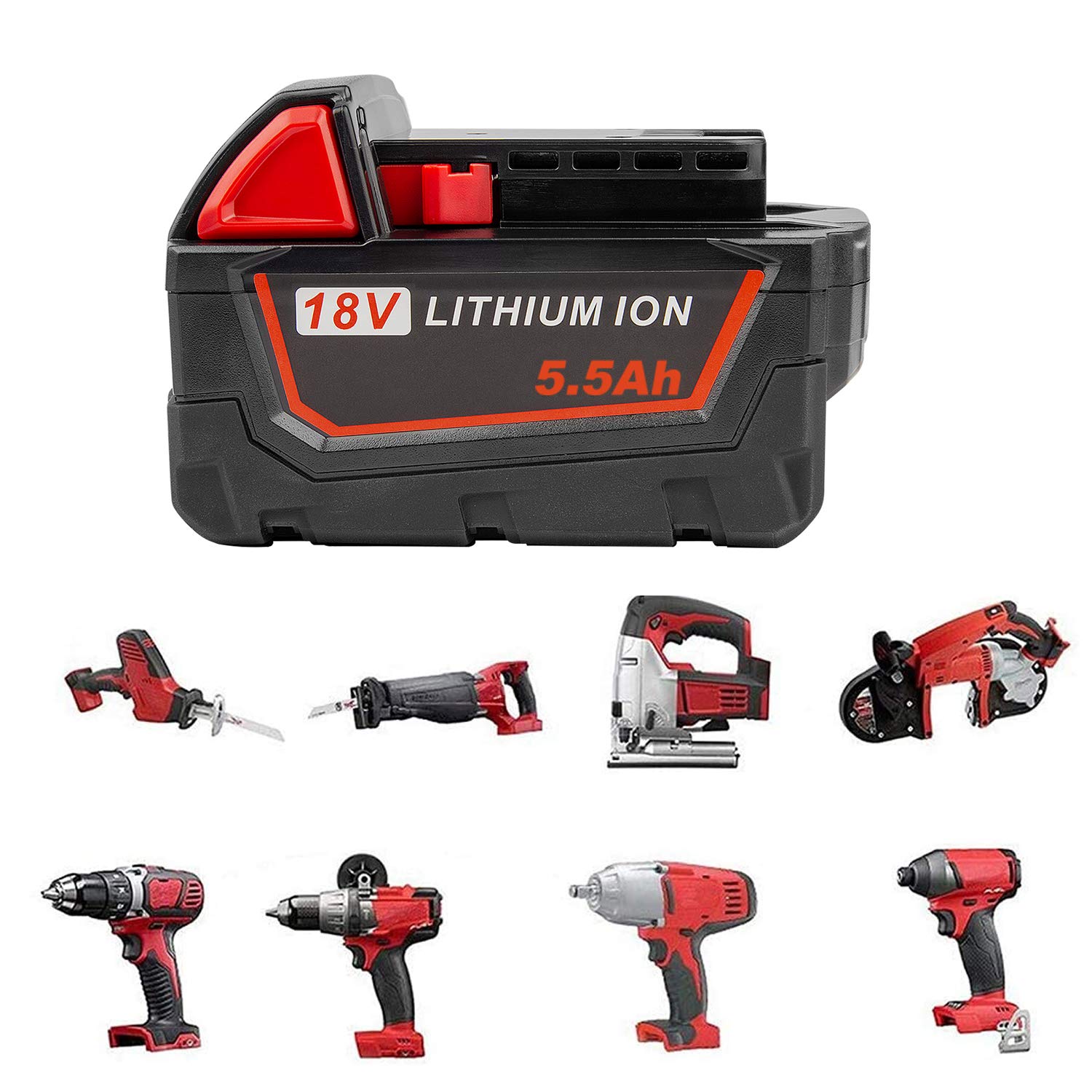 LabTEC Batería de repuesto para M18, Batería de litio de 18V 5500mAh para Milwaukee 18V M18 48-11-1840 48-11-1828 48-11-1820 48-11-1815 48-11-1850 para herramientas eléctricas