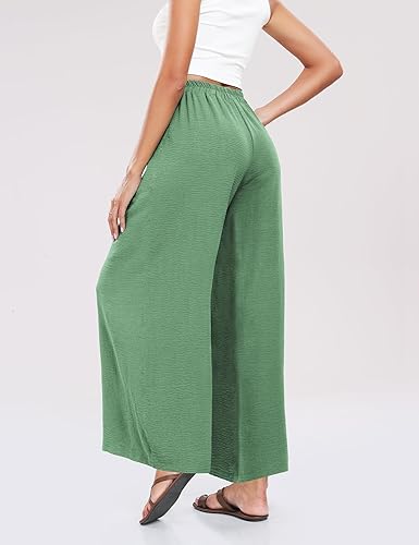 Miniatura 5 de Summe - Pantalones de vestir de pierna ancha para mujer, de cintura alta, estilo palazzo, casuales, de trabajo, pantalones de playa con bolsillo