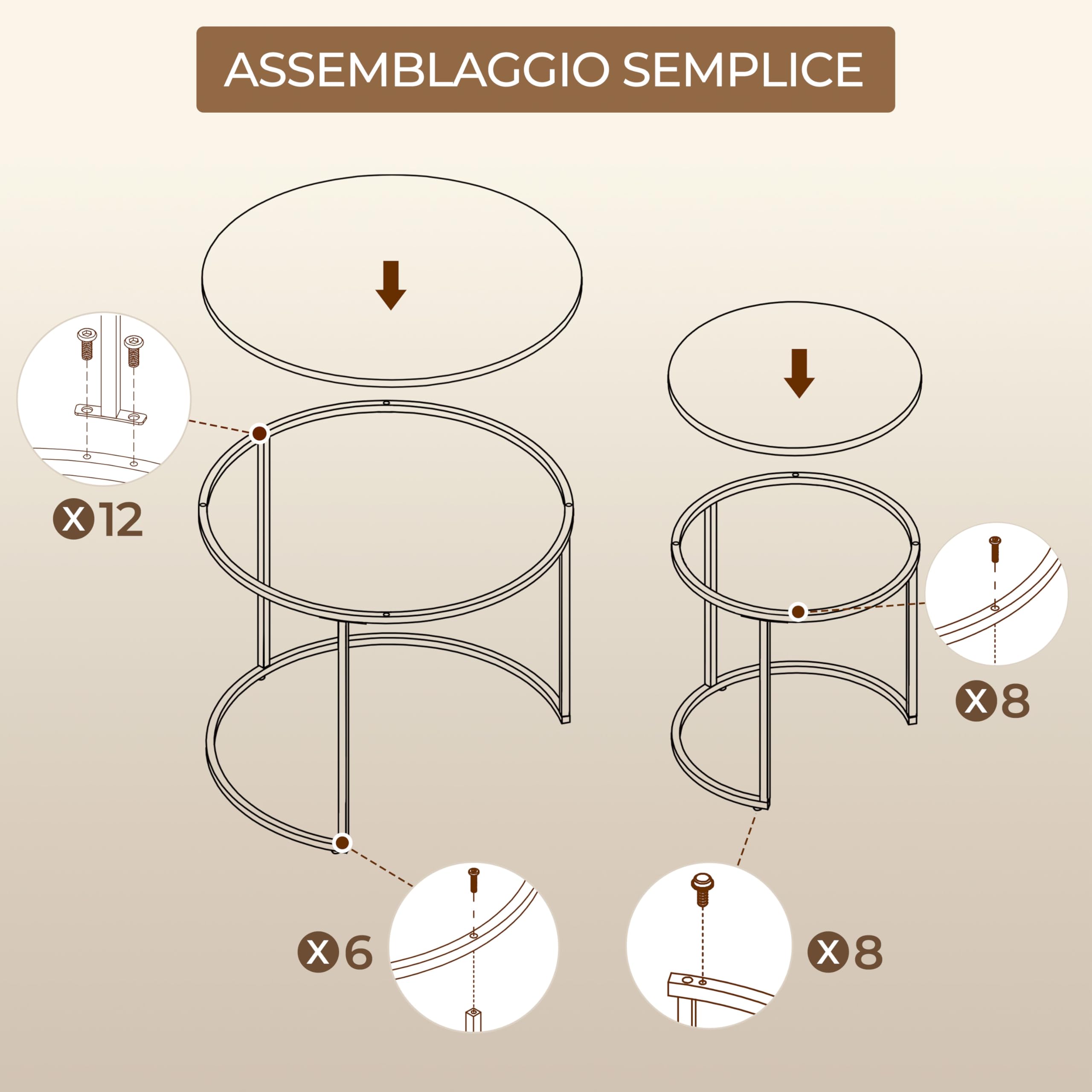 Yaheetech Set 2 Tavolini da Salotto Sovrapponibili Rotondi Design Moderno Tavolini da caffè Estraibili Mobile per Soggiorno Salotto, Bianco