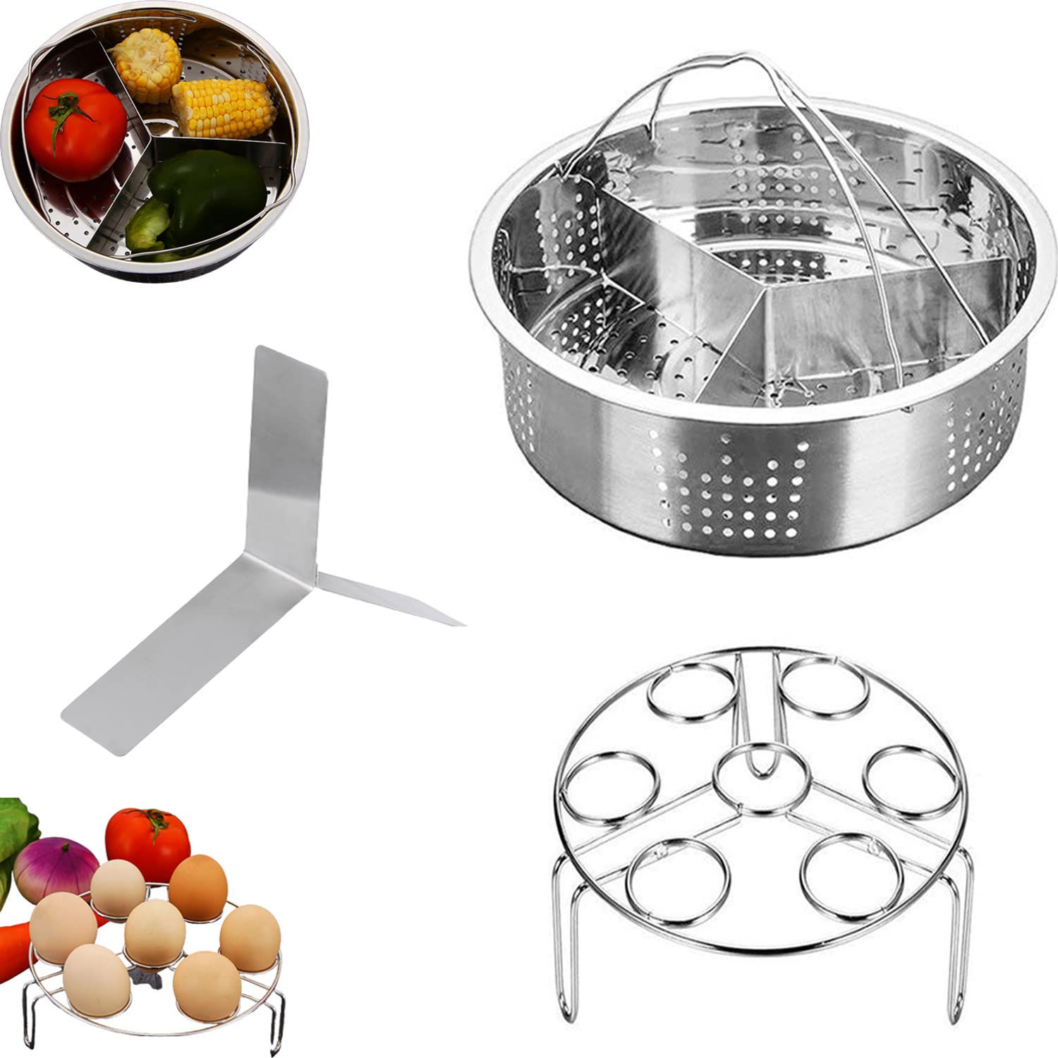 Set Cestelli Vapore, Accessori Pentola Pressione, Cestello Cottura a Vapore, Cestello a Vapore,10000, Cucina Cestino a Vapore, per Panini al Vapore, Mais, Pesce,Uova, Verdure