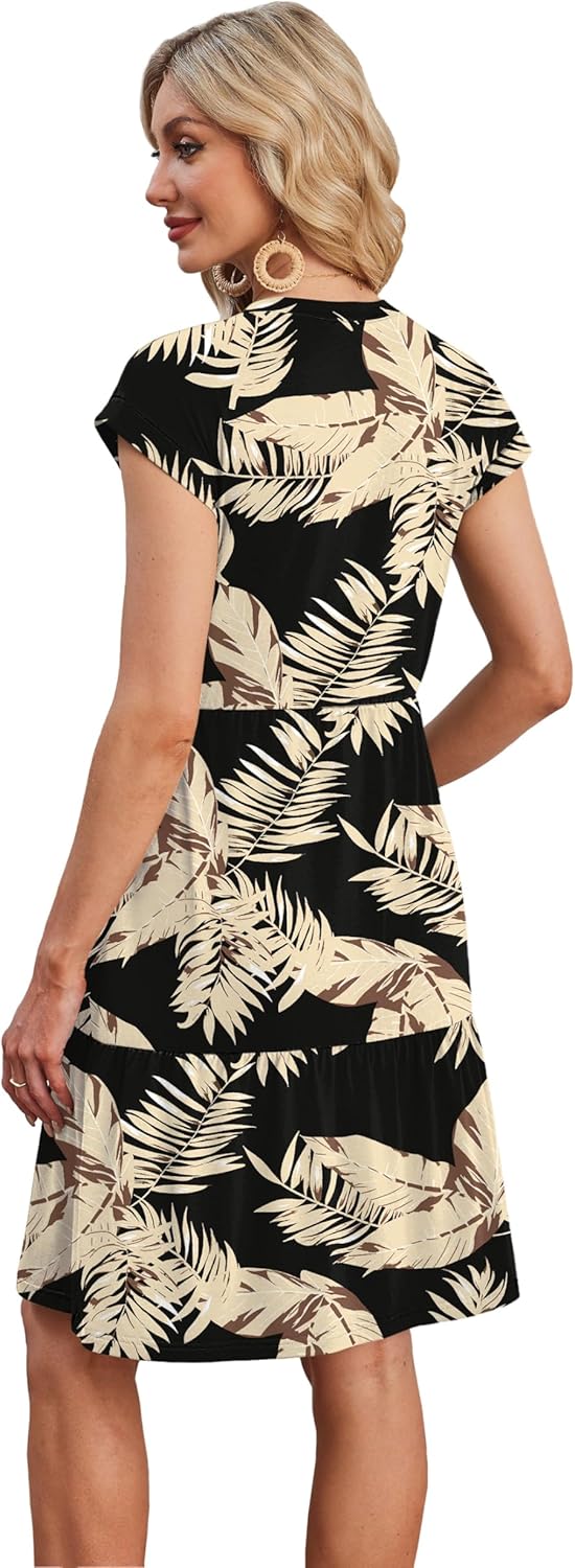 WIHOLL Summer Dresses for Women 2026 Cap Sleeve Casual Sundresses Floral Tiered Swing Fashion Beach Vacation Dress - Image 5