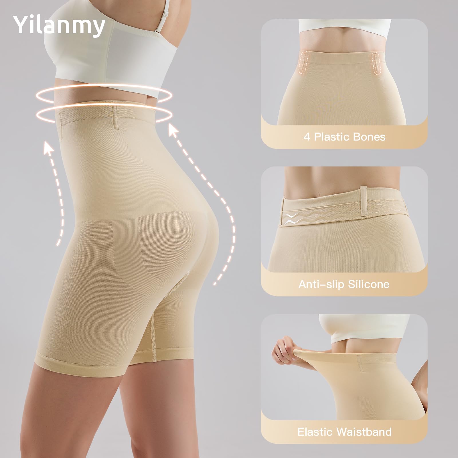 Yilanmy Shapewear Damen Bauchweg Unterhose Hohe Taille Miederhose Unterwäsche Bauchkontrolle Figurformende Body Shaper Miederpants