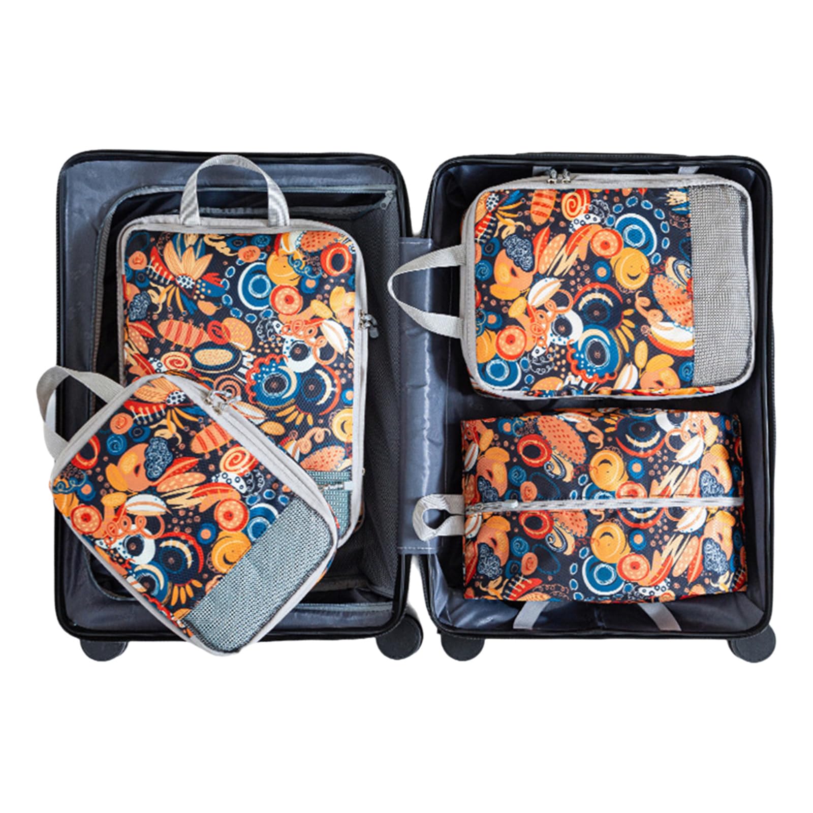 Of 4 Efficient Packing and Storage Cubes Stylish Printed Compression Cubes for Efficient Packing and Storage Waterproof