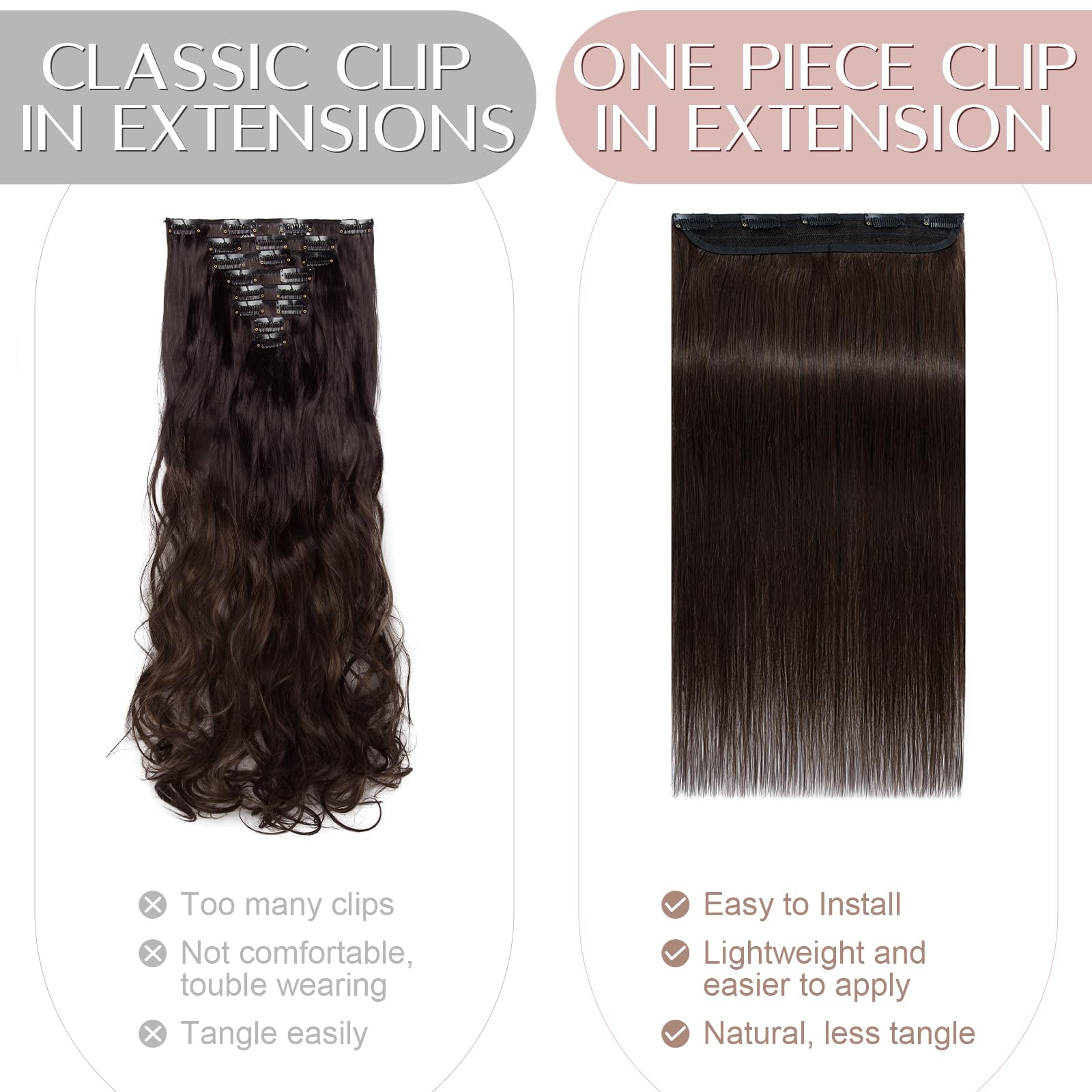 12 inch Clip in Hair Extension Human Hair One Piece 100% Real Remy [#2 Dark Brown] 3/4 Full Head Straight Hair Pieces for Women Invisible Short (40g) - 4