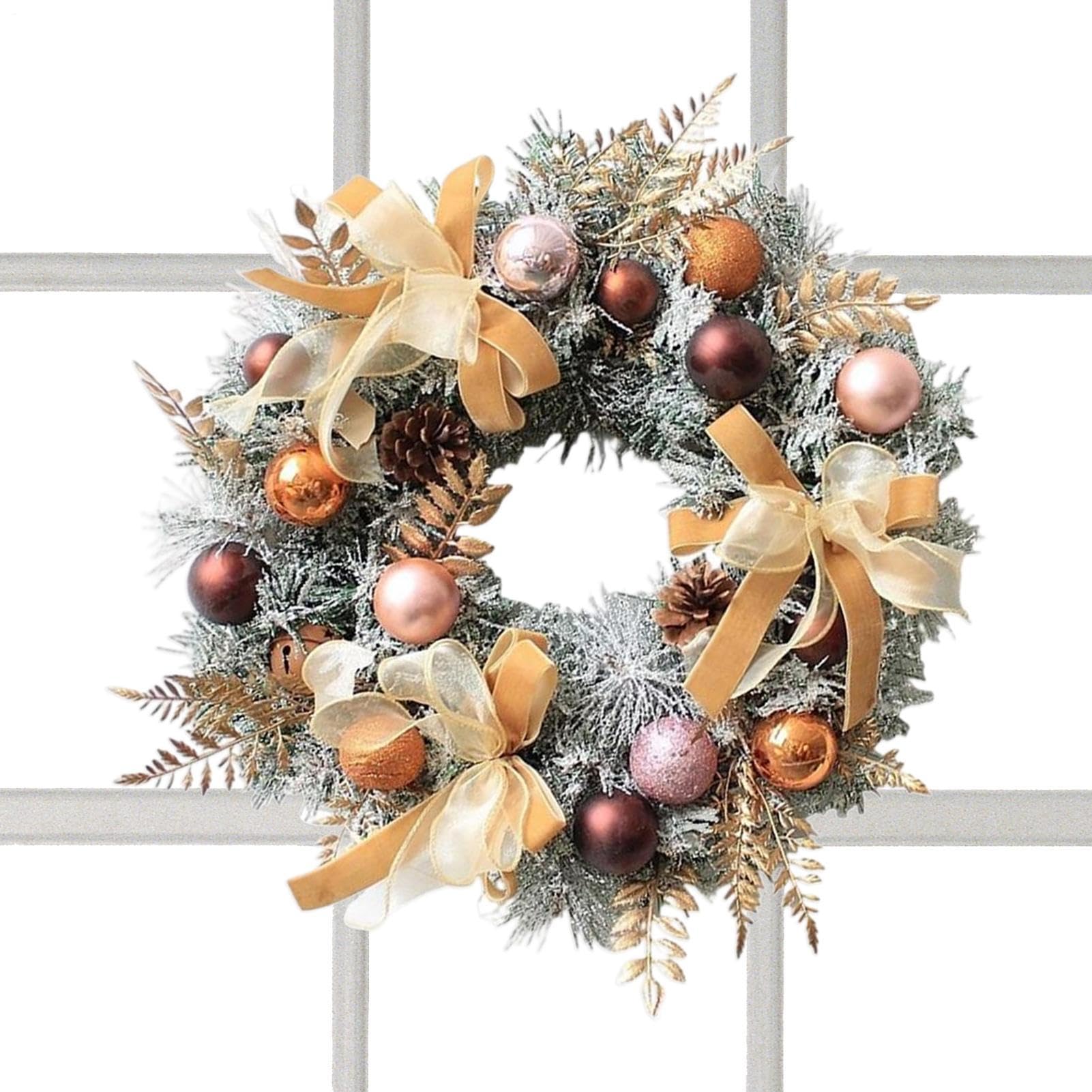 Couronnes de Noël pour porte d'entrée au feuillage artificiel premium