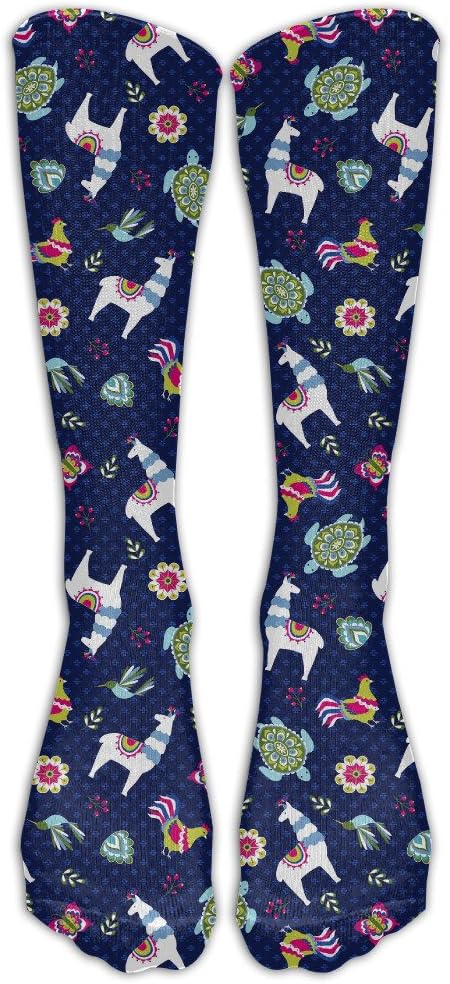Floral Llama Cock Turtle Novelty Long Socks Sport Stocking For Women & Men