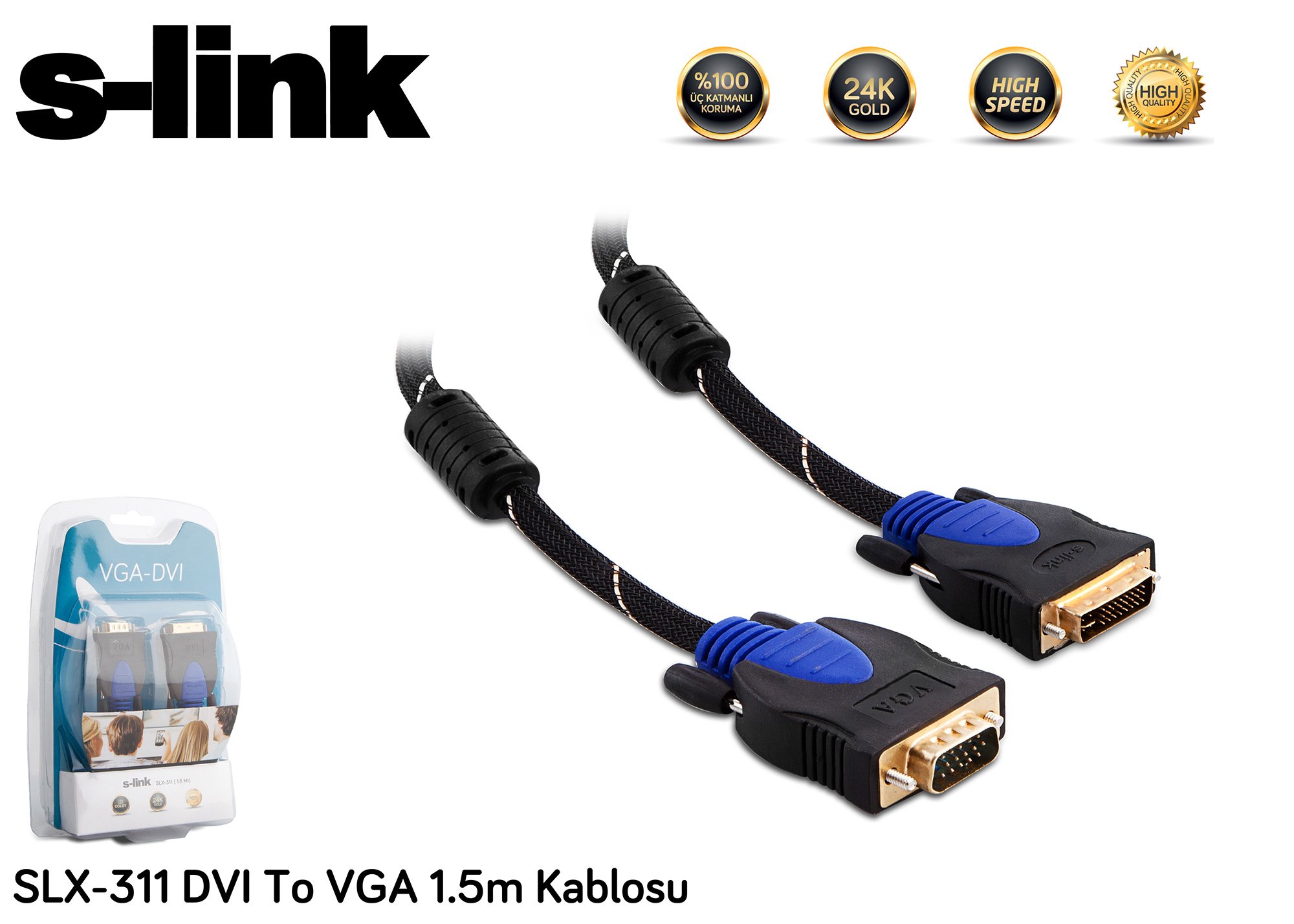 S-link SLX-311 DVI do VGA kabel 1,5 m