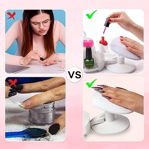 Miniatura 4 de Makartt Soporte de uñas para uñas, suministros de manicura con bandejas de múltiples ángulos y polacos, suministro de estación de pie para salón y