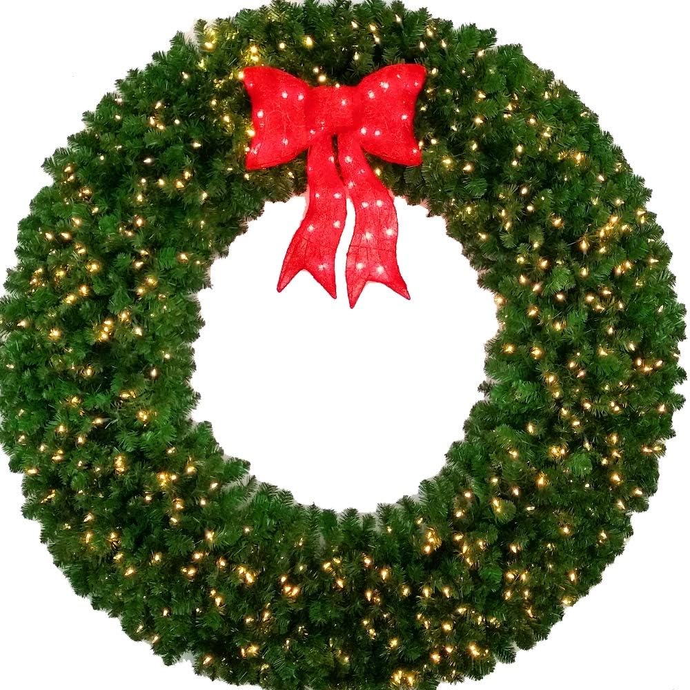 Mandotos 50cm Luminous LED Christmas Wreath with Bowknot