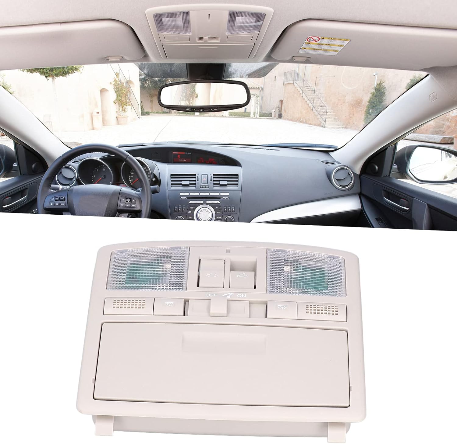 Car Sunroof Switch Overhead Sunroof Switch Console, Down Light Glasses Storage Bbm669970B75 Replacement for Mazda 3 2010‑2012