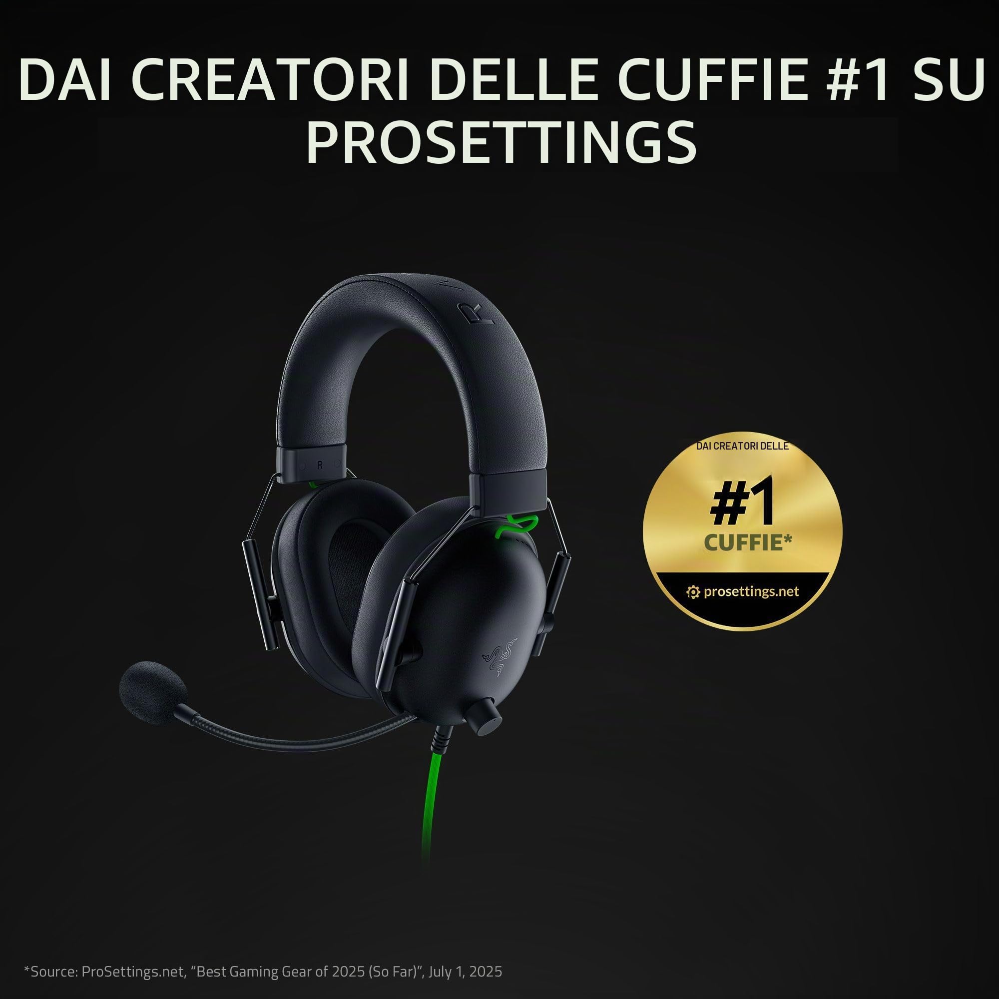 Razer BlackShark V2 X Cuffie da gaming: 7.1 Surround Sound - Driver da 50 mm - Cuscino Memory Foam - per PC, PS4, PS5, Switch, Xbox One, Xbox Series X|S, Mobile - Jack da 3,5 mm - Nero