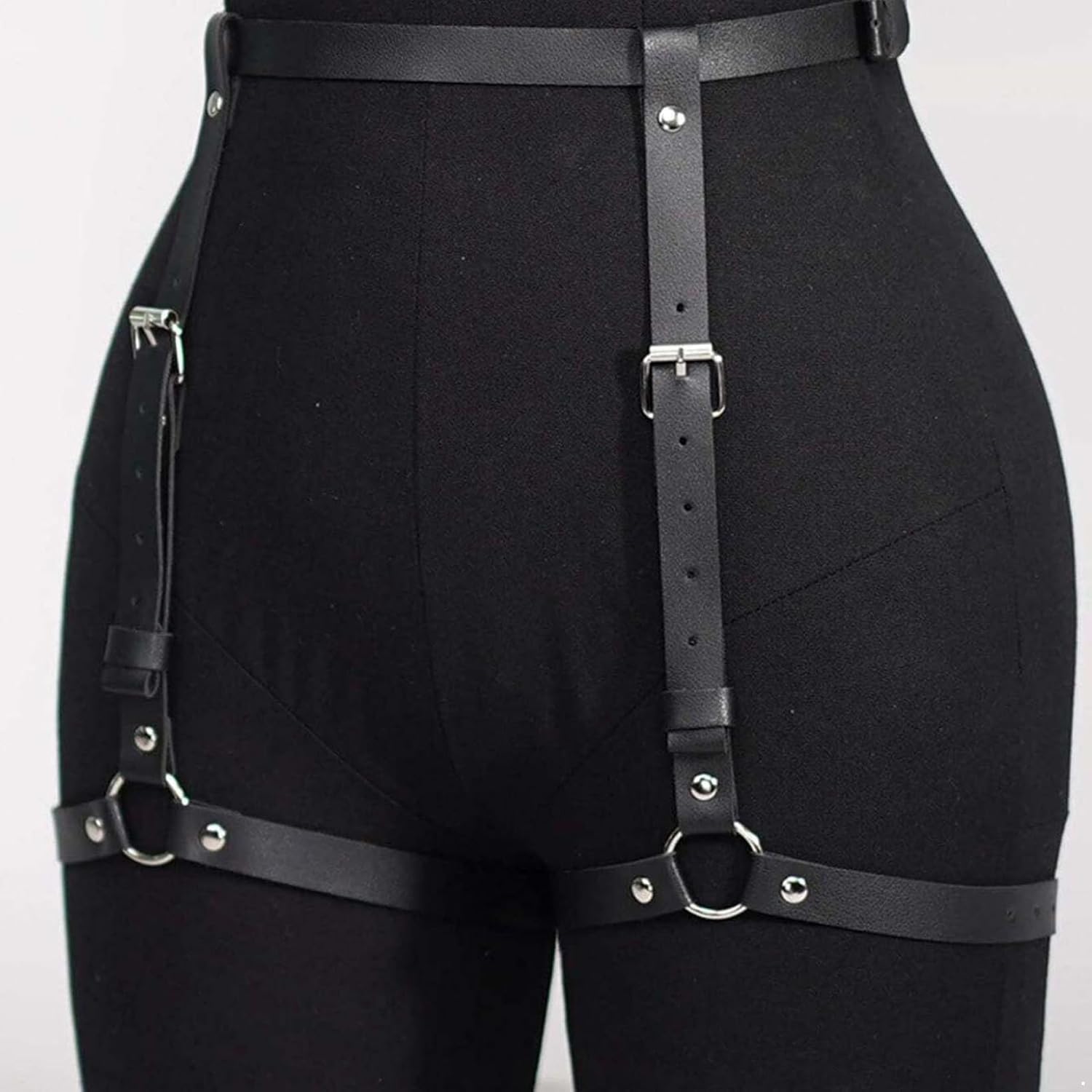 Hansber Rave Body Accessories for Women Leather Thigh Harness Belt Punk Leg Strap Carnival Night Club Wear