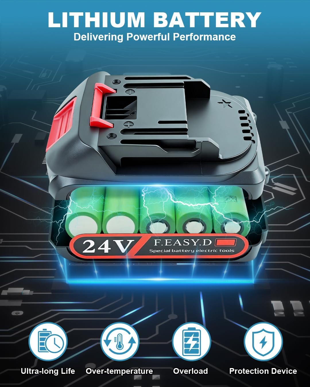 Cordless Leaf Blower, 24V Electric Handheld Leaf Blower with Battery and Charger, Lightweight Powered Blowers for Lawn Care,Yard, Blowing Leaves, Dust, Snow (2, Battery) - Image 3