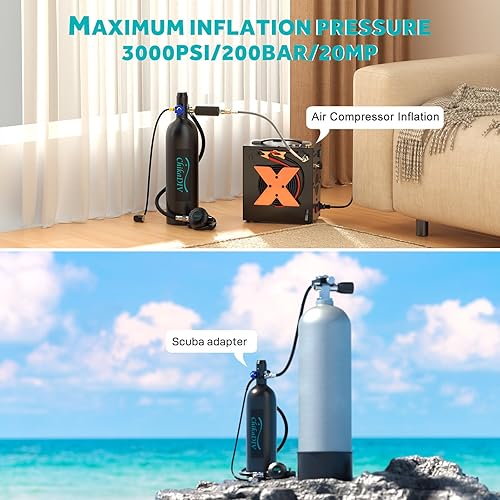Miniatura 4 de CHIKADIV Tanque de buceo de 1.9L con tiempo de buceo de 25-30 minutos, juego de tanque de buceo portátil adecuado dentro de 32.8 ft, mini tanque de