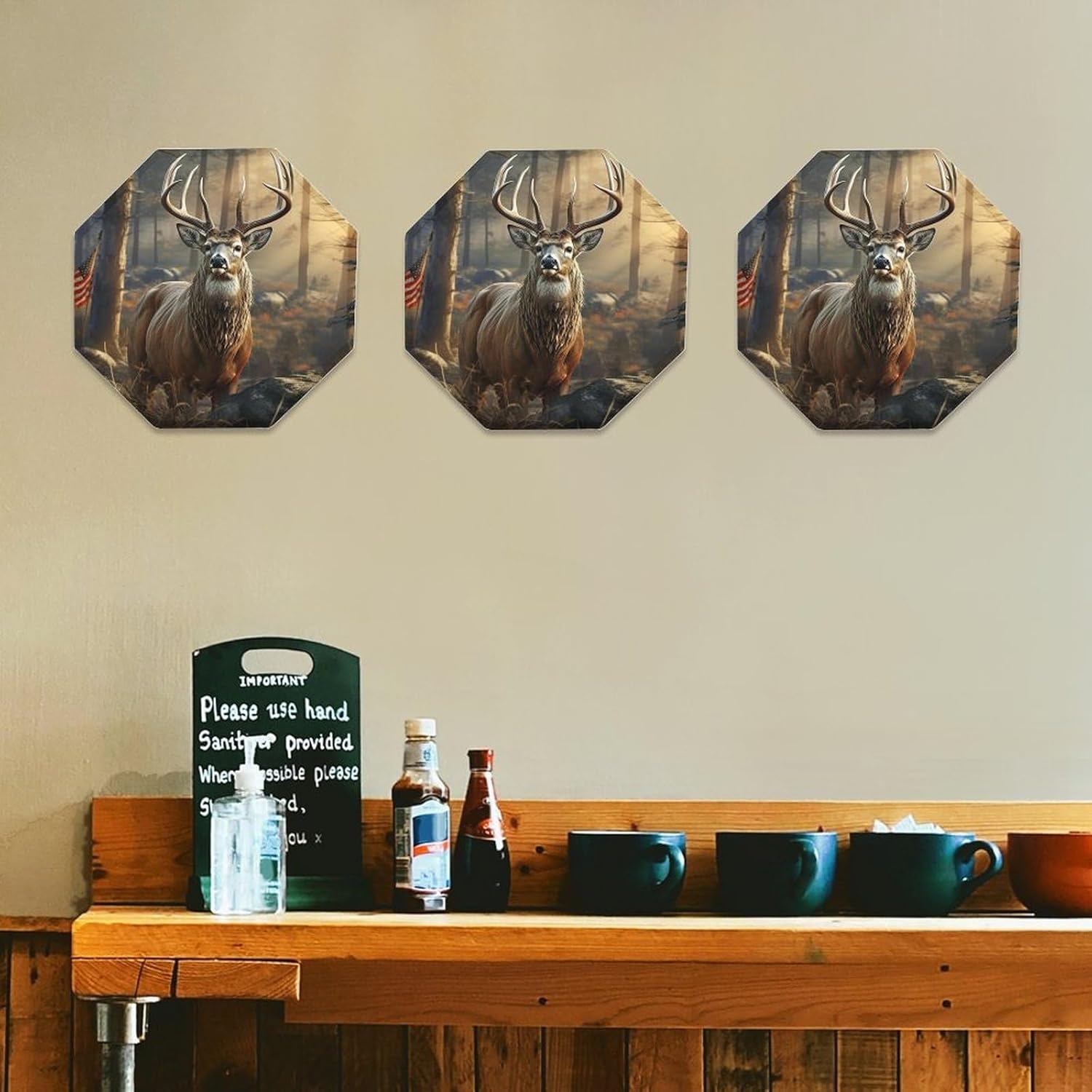 Ctagon Metal Sign for Home, Modern Display Plate for Kitchen, Deer Hunting Season Plates Accent Hanging Wall Decorations 3PCS for Living Room, Bedroom, Hallway, Hotel